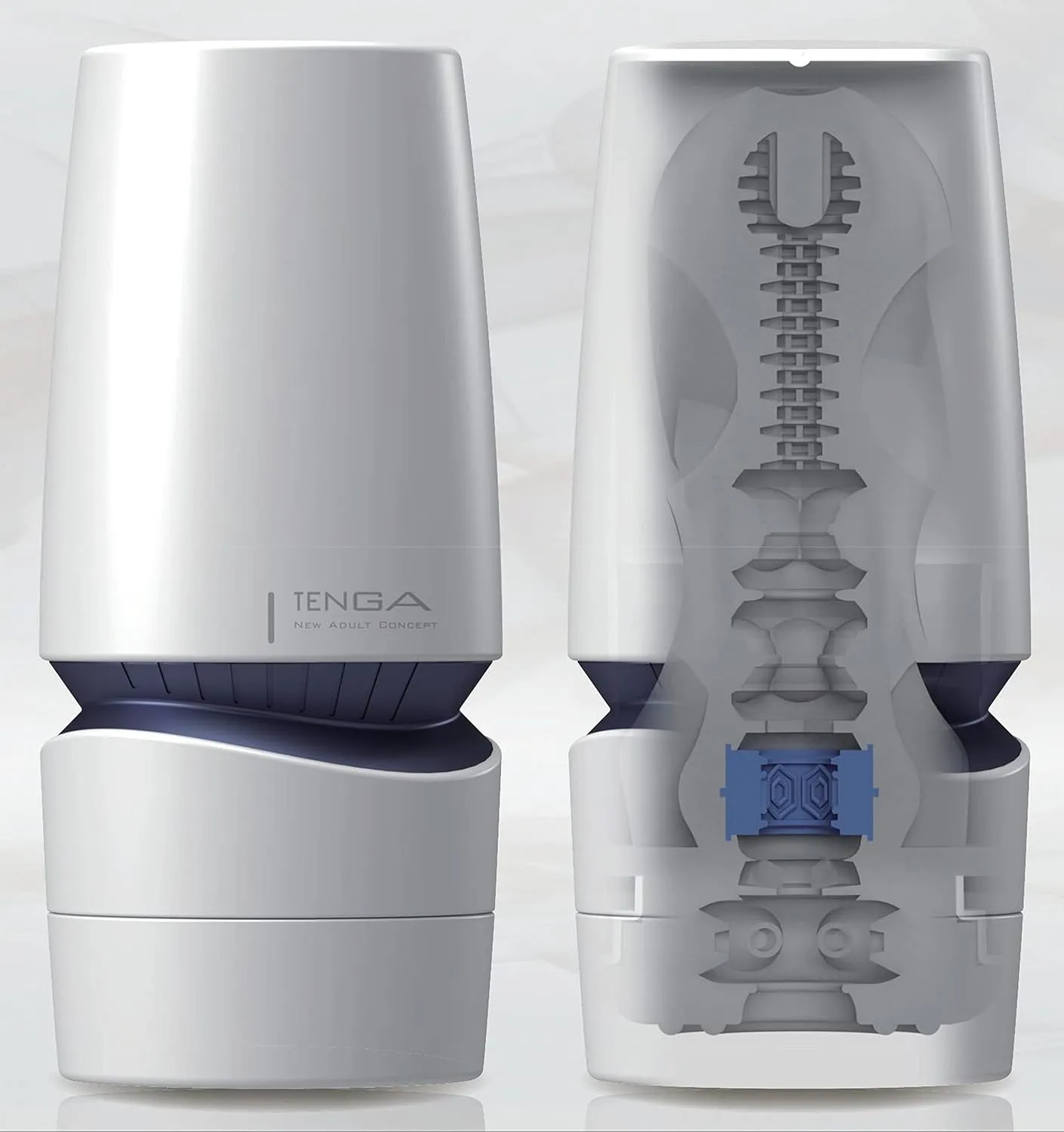 TENGA AERO TAH-002 Cobalt Ring Reusable Dial Constriction Male Masturbator Vacuum Cup with Powerful Suction White