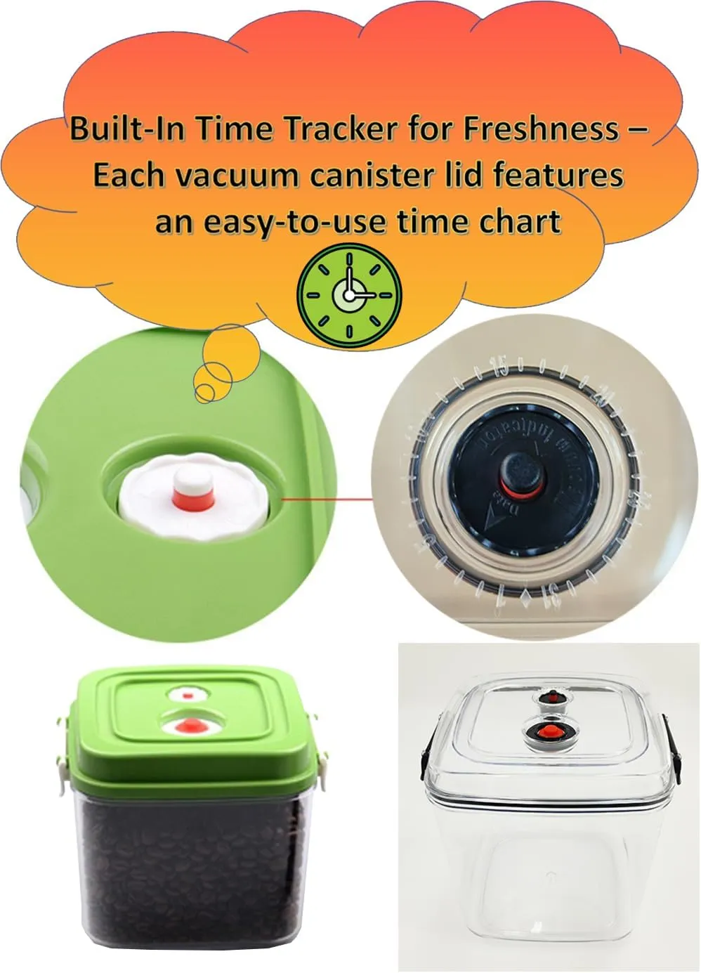 TFORESTER Vacuum Canister Set for Coffee, Tea, Dry Goods – 500ml 1200ml 3000ml Containers with Manual Pump&Time Chart – Food Storage,Bar Essentials, Espresso, Bulk Ground