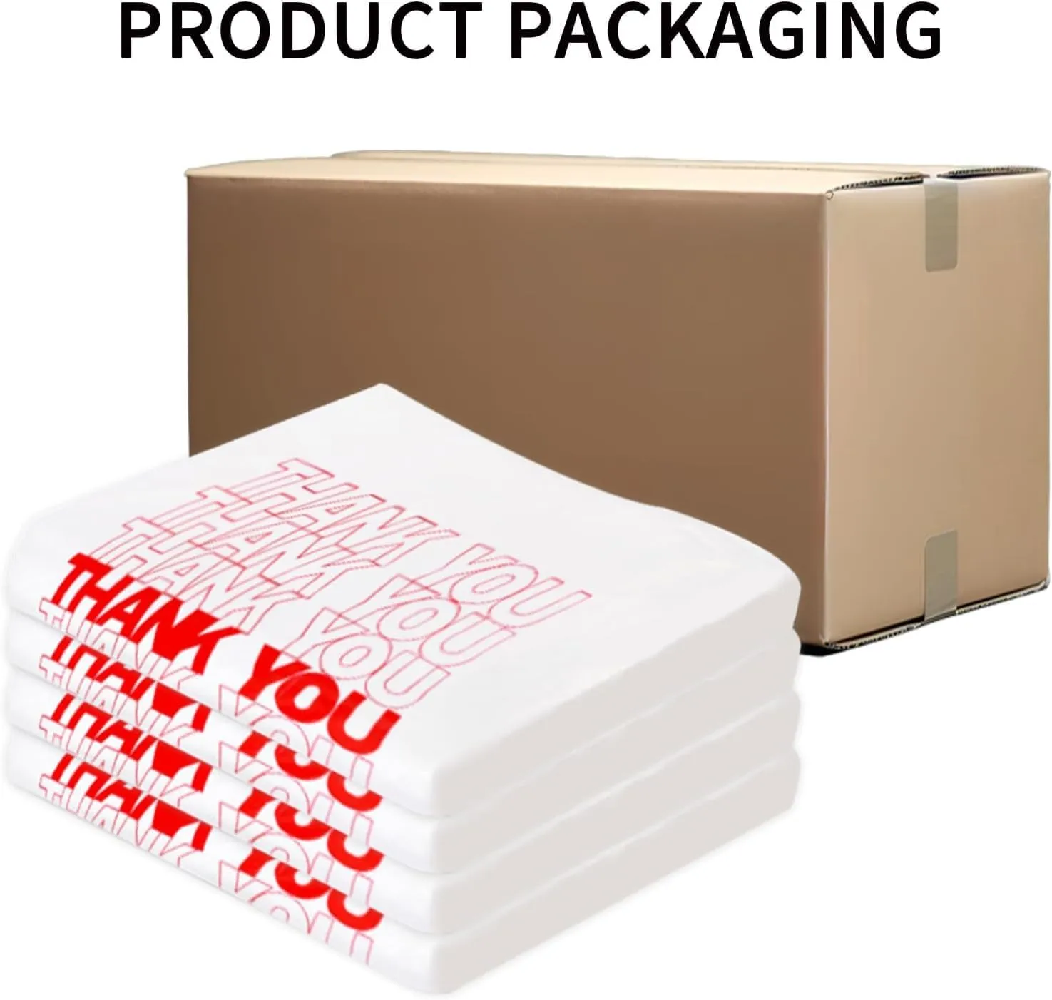 Thank You T-Shirt Bags (300 Count), Plastic - T-Shirt Plastic Bags in Bulk - (11" x 6" x 21") White