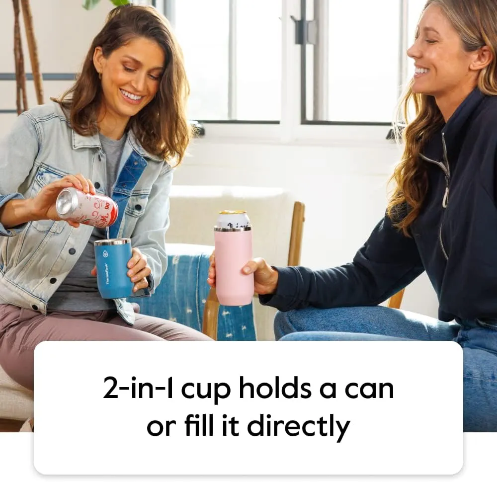 ThermoFlask Standard Can Cooler - 2-in-1 Insulated Can Cooler Cup - Durable Stainless Steel Cooler with Non-Slip Base - Dishwasher-Safe Beverage Can Cooler - 12 oz, Ultimate Gray
