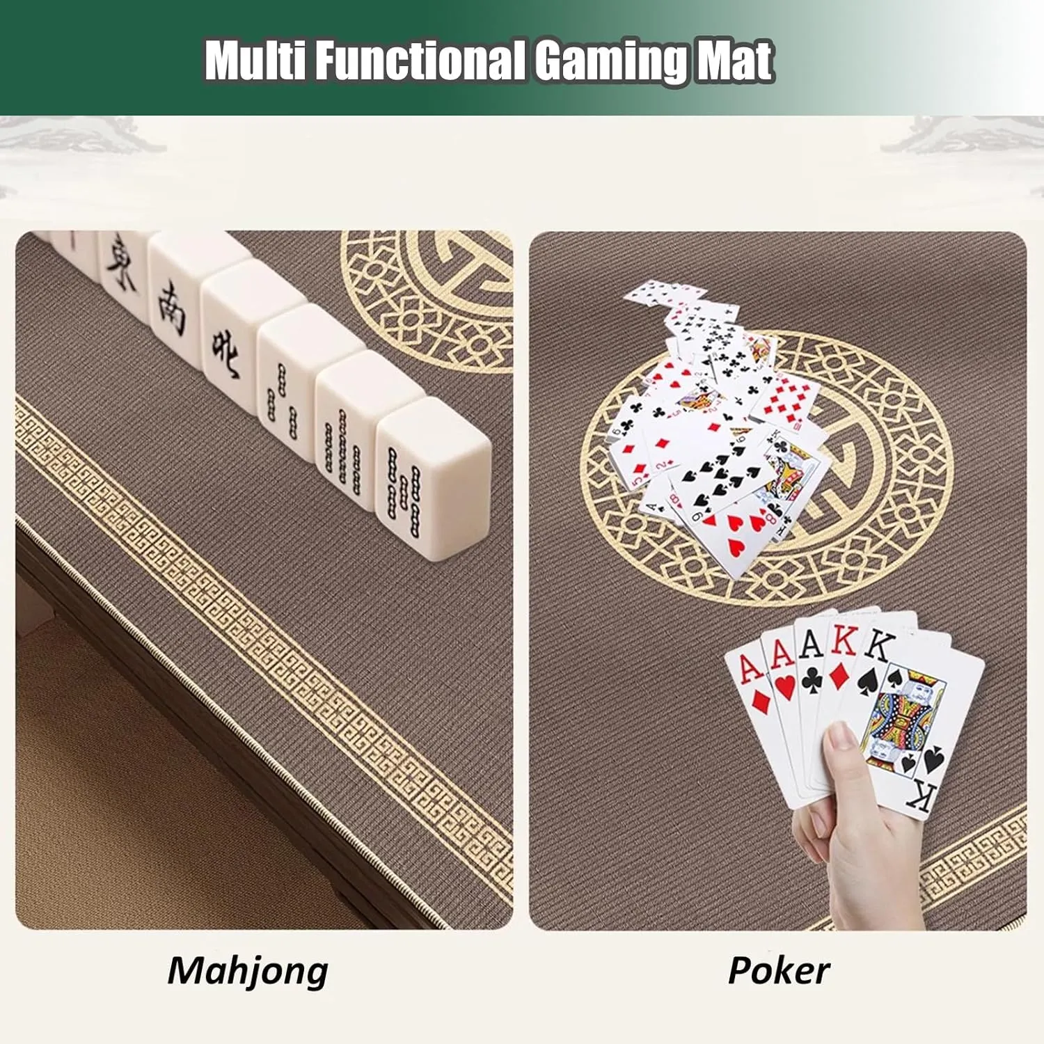 Thick Anti Slip Mahjong Mat for Table with Carrying Bag, Silent Noise Reduction Play Tablecloth for Poker Card Board and Tile Games(Gray 2,90x90 cm/35.43x35.43 in)