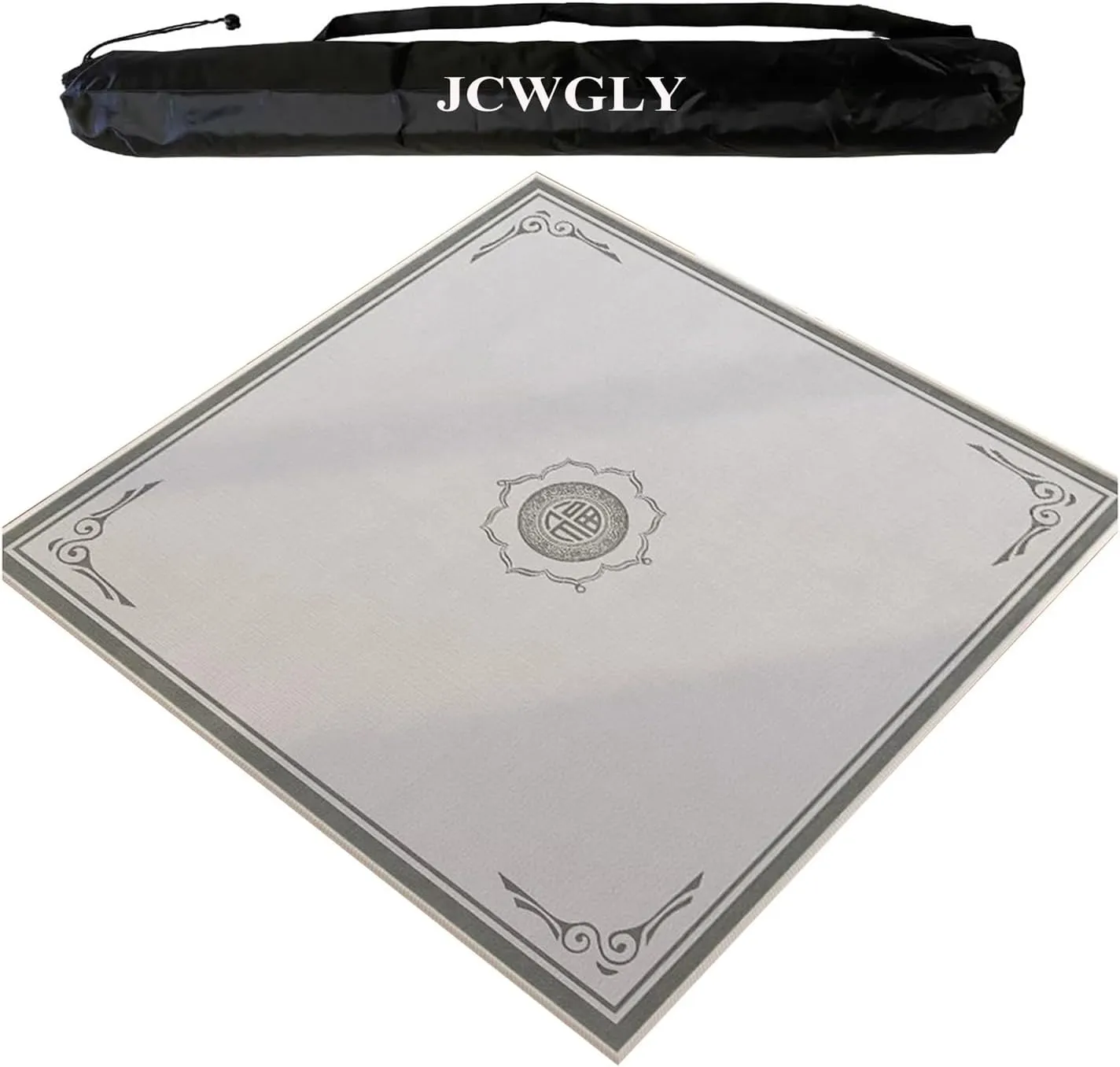 Thick Anti Slip Mahjong Mat for Table with Carrying Bag, Silent Noise Reduction Play Tablecloth for Poker Card Board and Tile Games(Gray 2,90x90 cm/35.43x35.43 in)