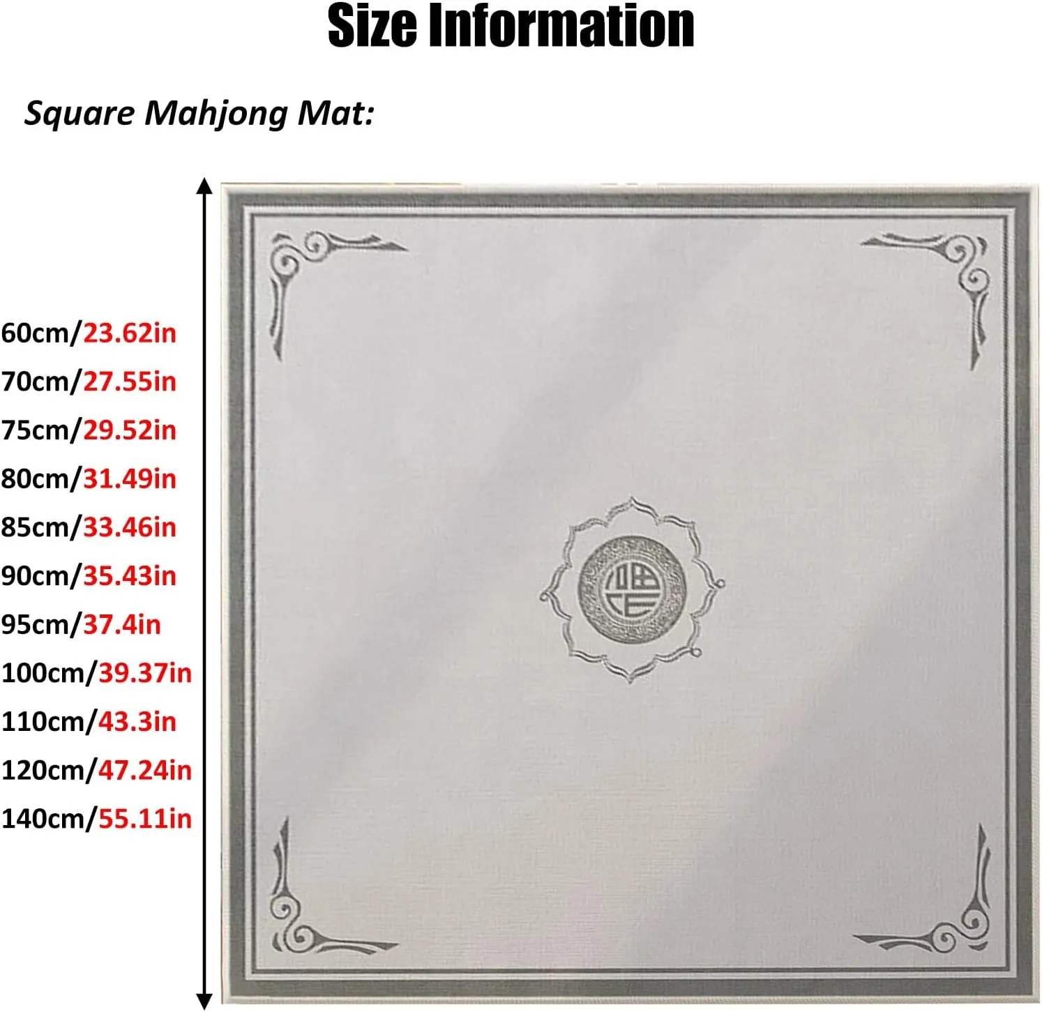 Thick Anti Slip Mahjong Mat for Table with Carrying Bag, Silent Noise Reduction Play Tablecloth for Poker Card Board and Tile Games(Gray 2,90x90 cm/35.43x35.43 in)