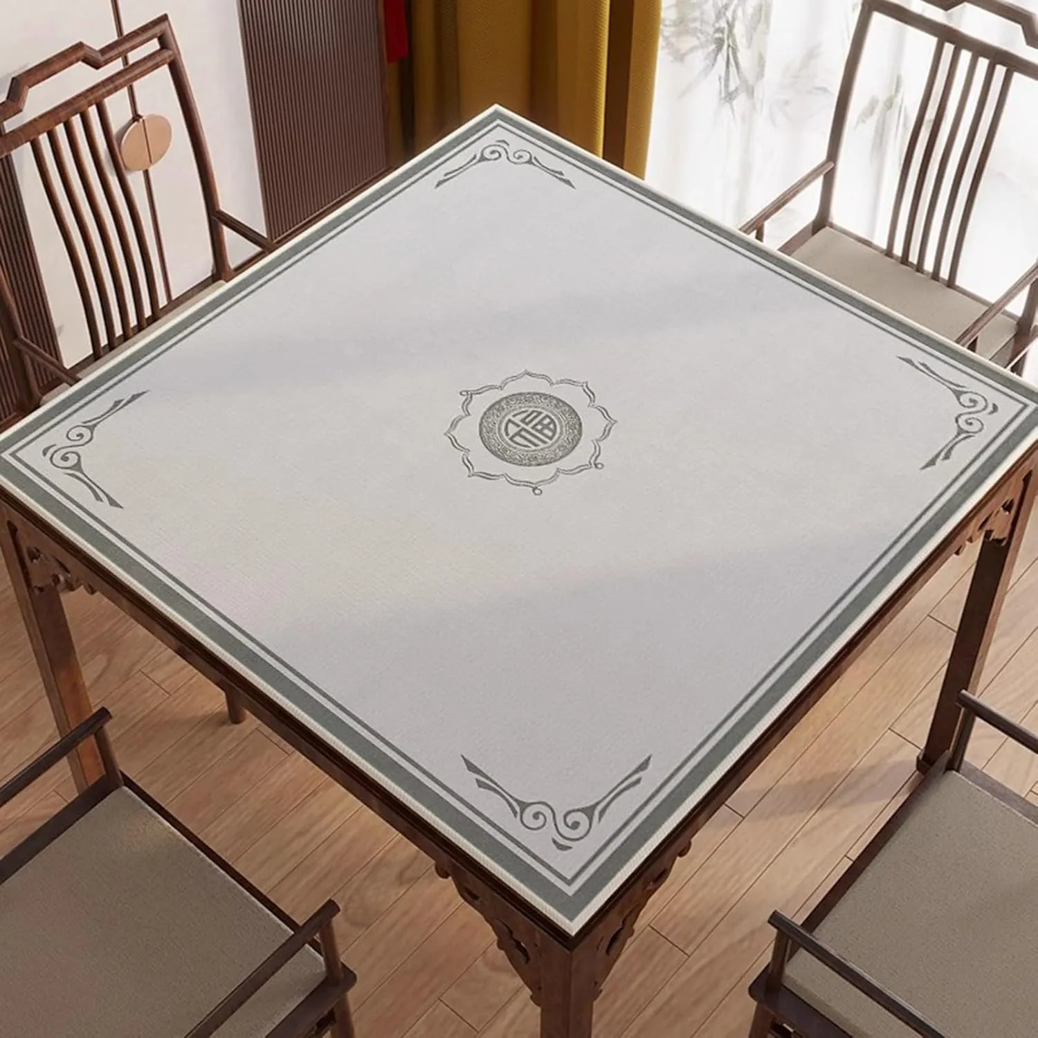 Thick Anti Slip Mahjong Mat for Table with Carrying Bag, Silent Noise Reduction Play Tablecloth for Poker Card Board and Tile Games(Gray 2,90x90 cm/35.43x35.43 in)