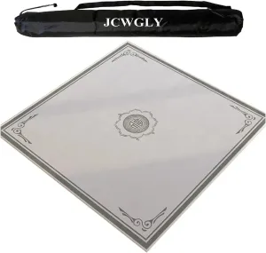 Thick Anti Slip Mahjong Mat for Table with Carrying Bag, Silent Noise Reduction Play Tablecloth for Poker Card Board and Tile Games(Gray 2,90x90 cm/35.43x35.43 in)