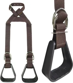 THREE ARCHERS Western Stirrups for Horse Riding - Heavy Duty Nylon Straps & Non-Slip Footbeds | Durable Plastic Equestrian Stirrups for Safety and Comfort | Western Horse Tack, Kids Riding Accessories