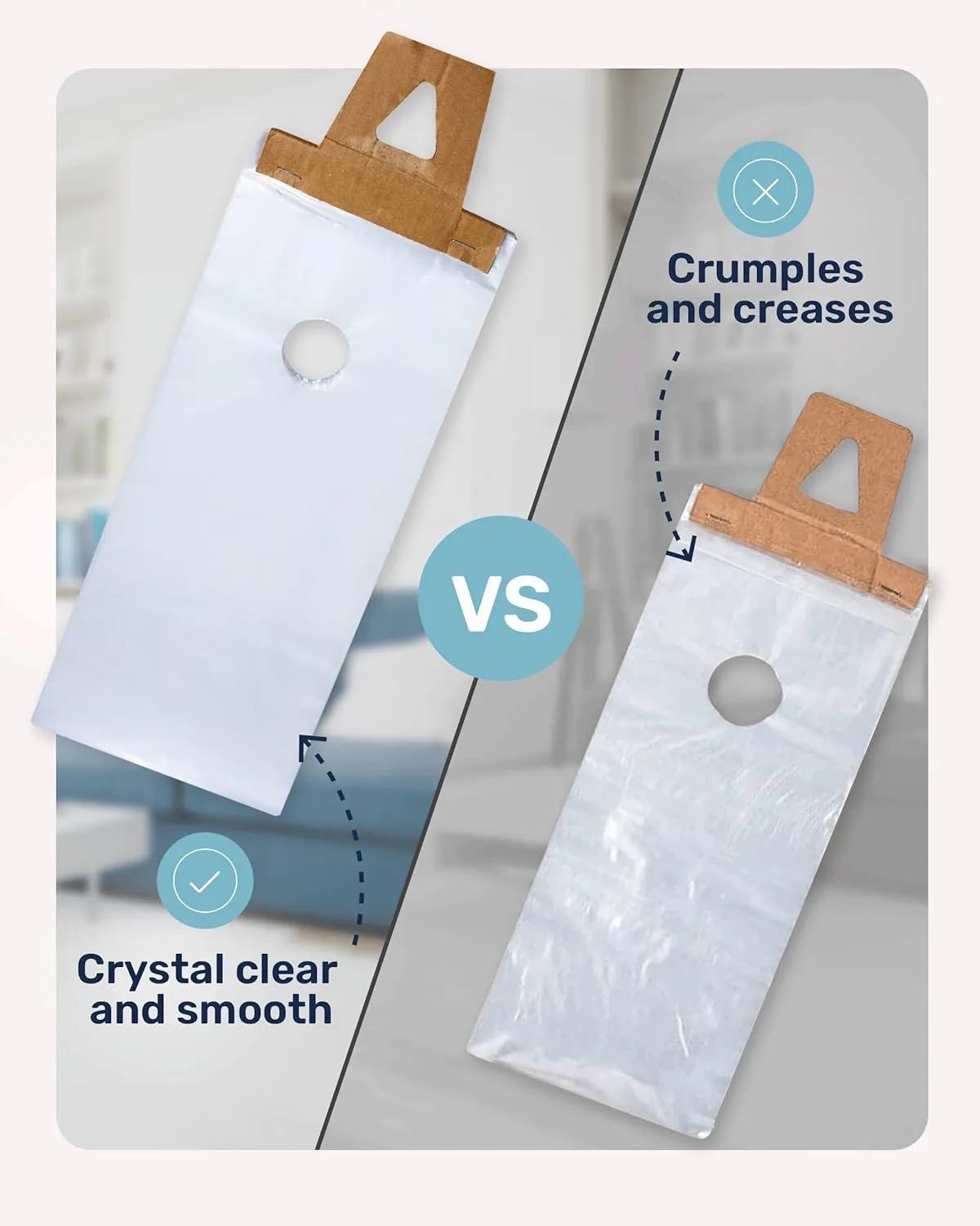 TidyFriend Plastic Door Hanger Bags 6” x 19” (500 Pack), Clear Door Hanger Bags Protects Flyers, Brochures, Printed Materials, Waterproof and Secure for Outdoor Use