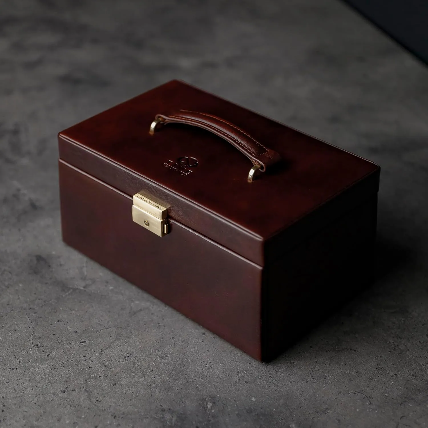 Time Resistance Jewelry Box - Full Grain Leather Jewellery Organizer - Accessories Storage - Key Lock Box for Women (Brown)