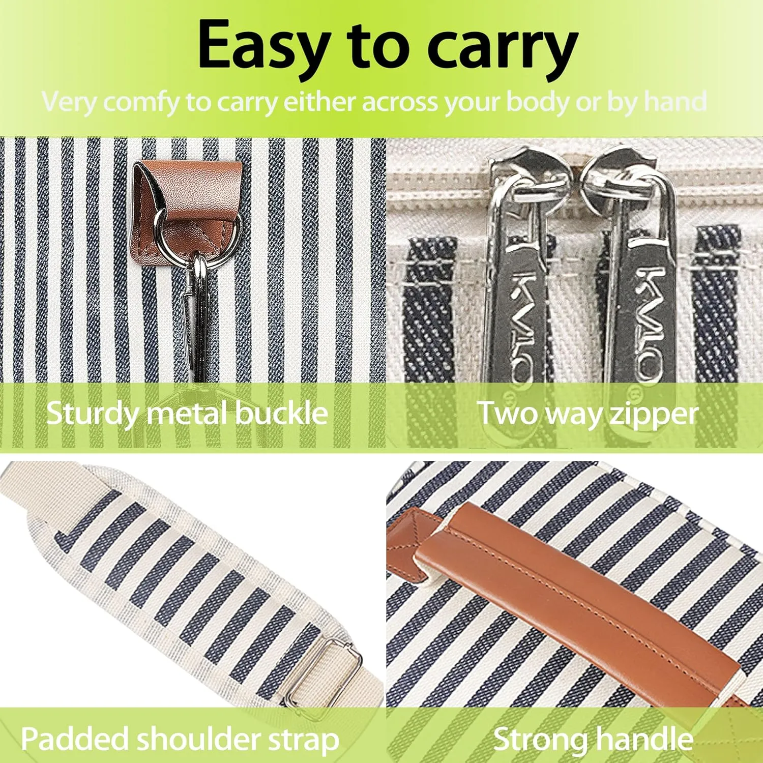 Tirrinia 4 Bottle Leakproof Insulated Wine Carrier Tote Bag - Padded and Portable for Travel, Restaurants, Tastings, Parties - Great Gift for Wine Lovers, Stripe Pattern