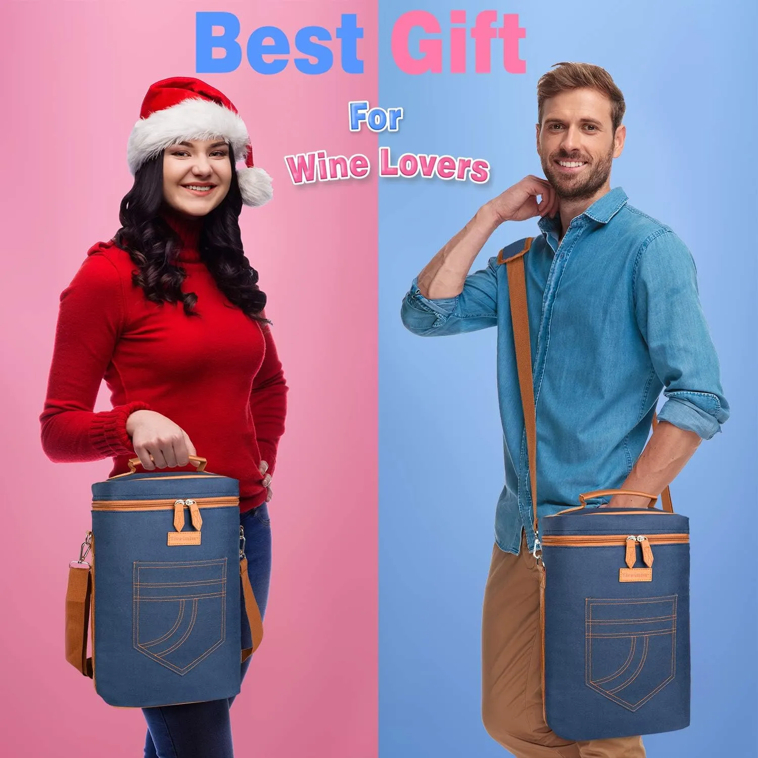 Tirrinia 4 Bottle Wine Gift carrier - Insulated & Padded Portable Versatile Wine Carrying Cooler Tote Bag for Travel, BYOB Restaurant, Wine Tasting, Party, Gift for Wine Lovers, Dark Blue
