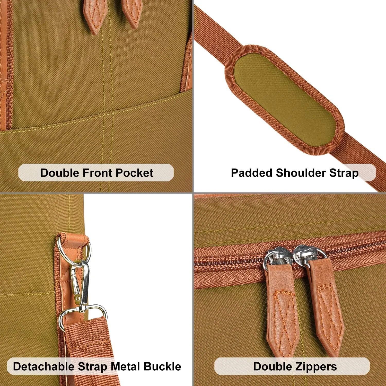 Tirrinia Insulated Wine Gift carrier - 3 Bottle Travel Padded Wine Carry Cooler Tote Bag with Handle and Adjustable Shoulder Strap, Khaki