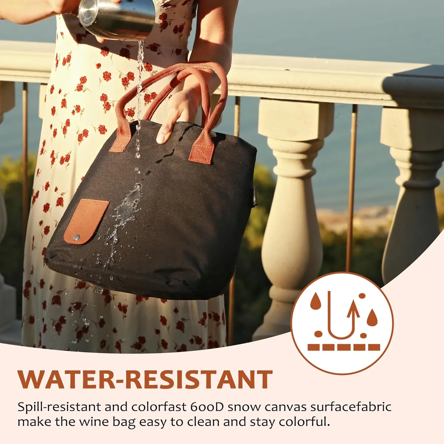 Tirrinia Wine Purse Beach Bag with Hidden Dispenser, Insulated Large Wine Travel Cooler with Wine Bladder – Perfect Wine Gift for Travel, BYOB, Concerts, Sports Events, Pool & Beach, Black