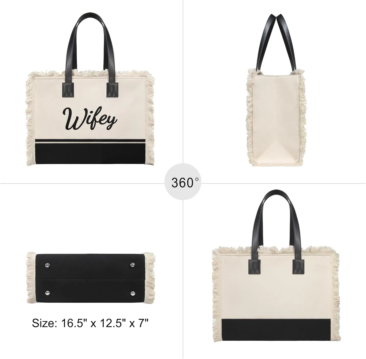 TOPDesign Canvas Tote Wifey Bag, Bride Gifts for Wedding, Bridal Shower, Bachelorette Party, Engagement, Honeymoon-Valentine’s Day Anniversary Present from Husband Groom