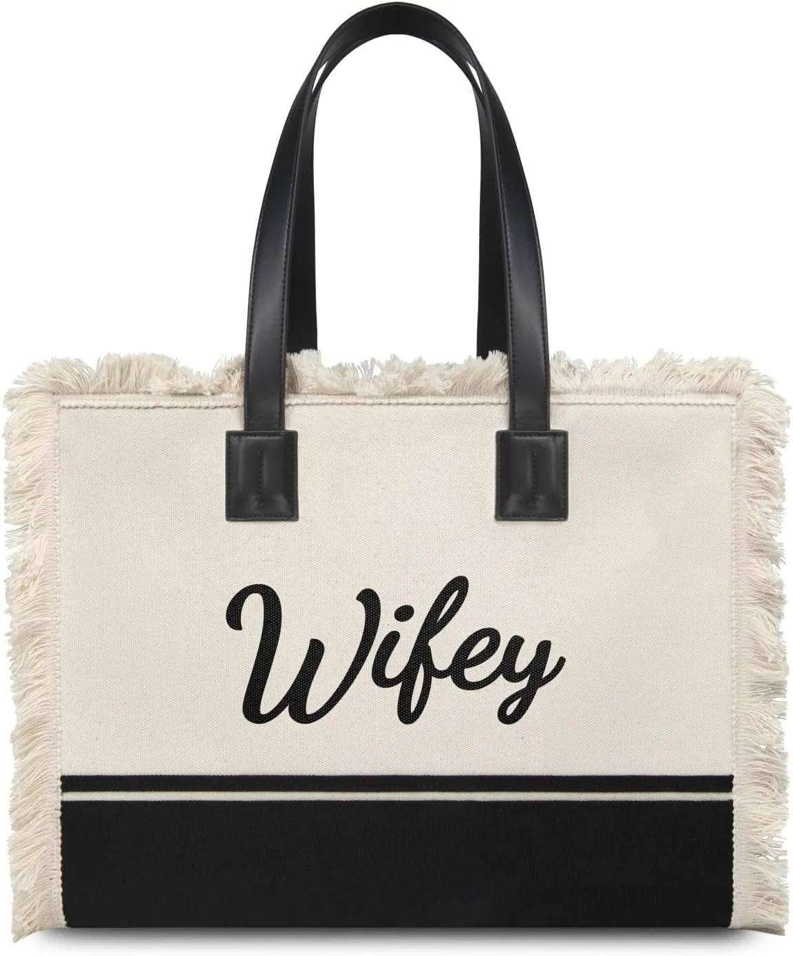 TOPDesign Canvas Tote Wifey Bag, Bride Gifts for Wedding, Bridal Shower, Bachelorette Party, Engagement, Honeymoon-Valentine’s Day Anniversary Present from Husband Groom