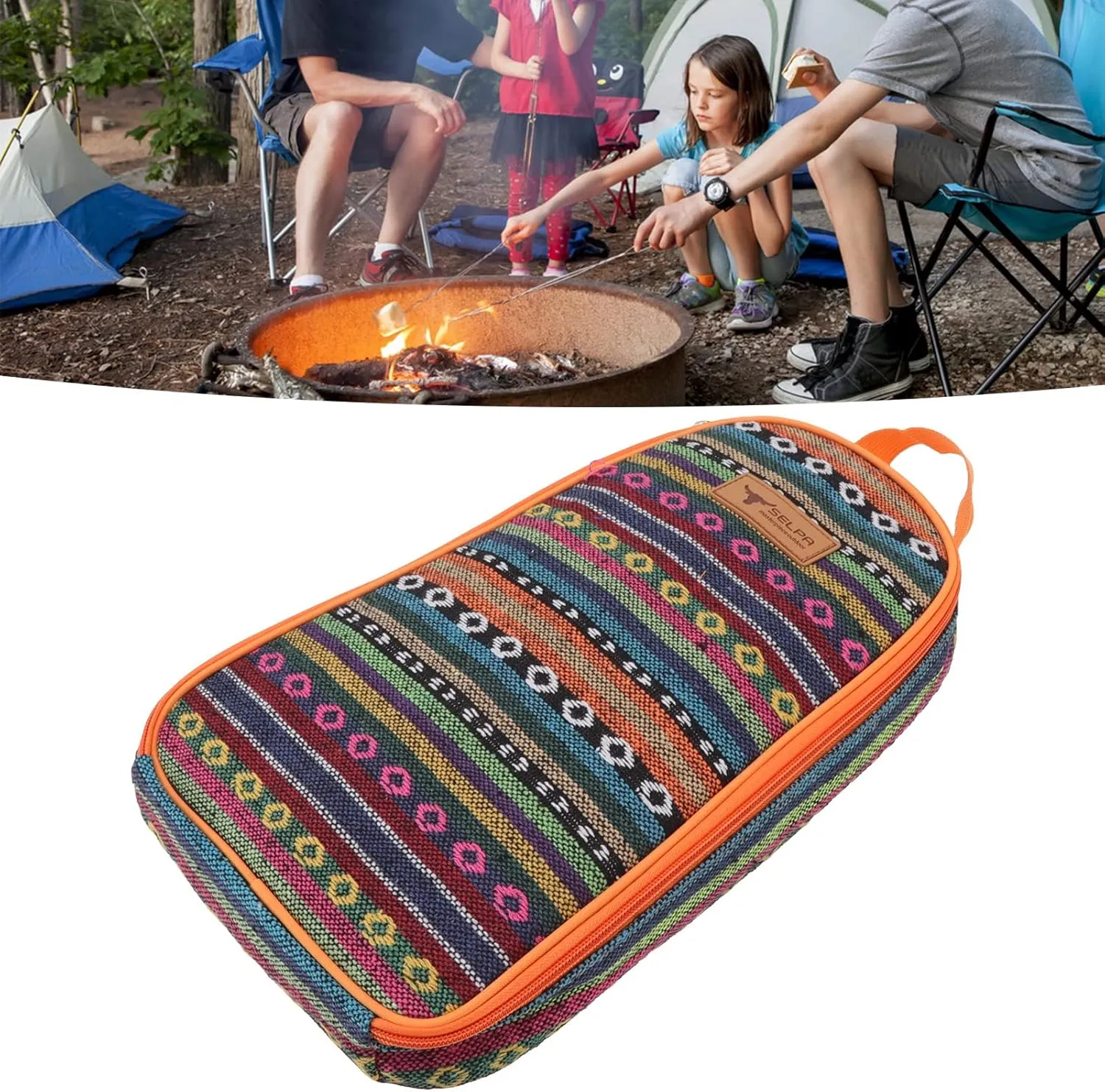 TOPINCN Camping Cookware Travel Storage Bag, Polyester Fabric Large Space Cooking Utensils Pouch, Outdoor Recreation Storage Bag(A)