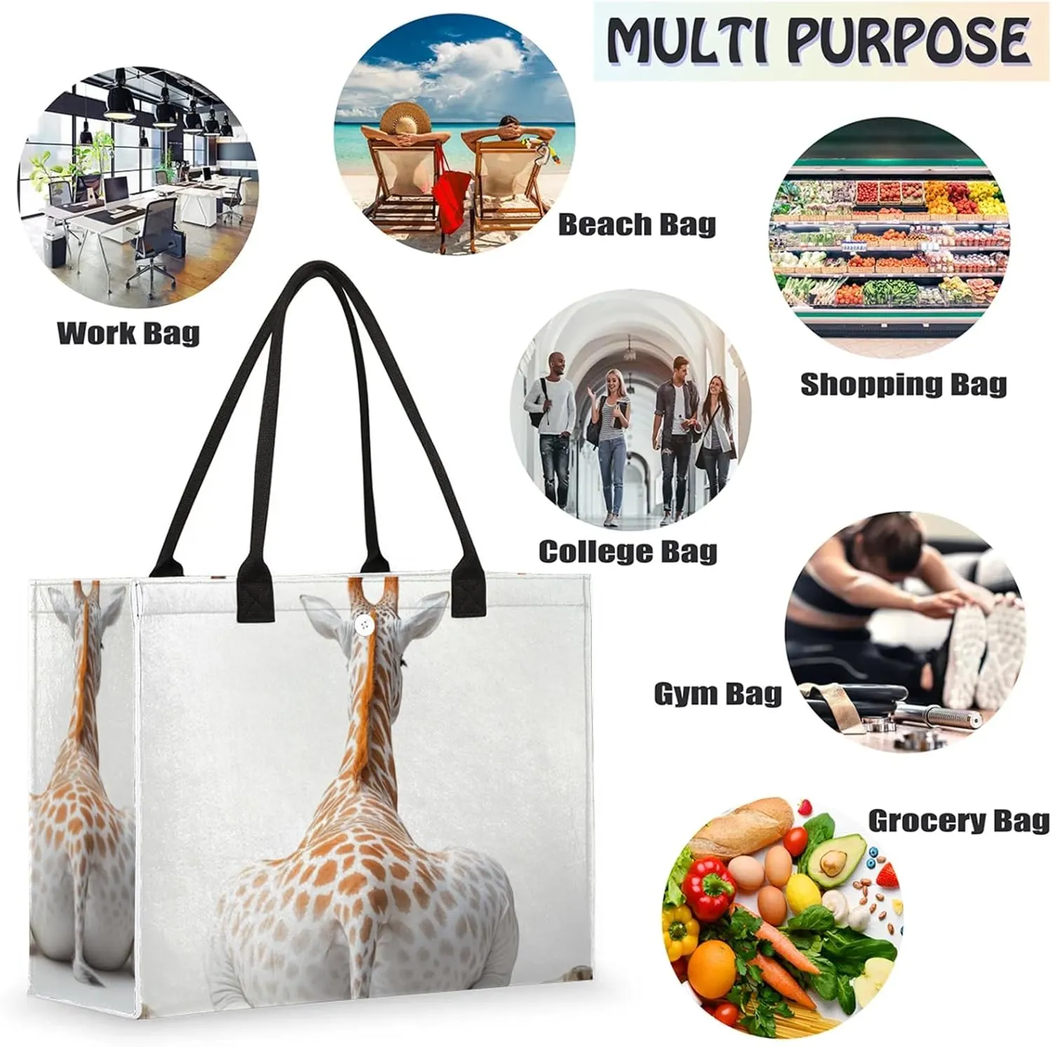 Tote Bag for Women Reusable Canvas Shoulder Bag