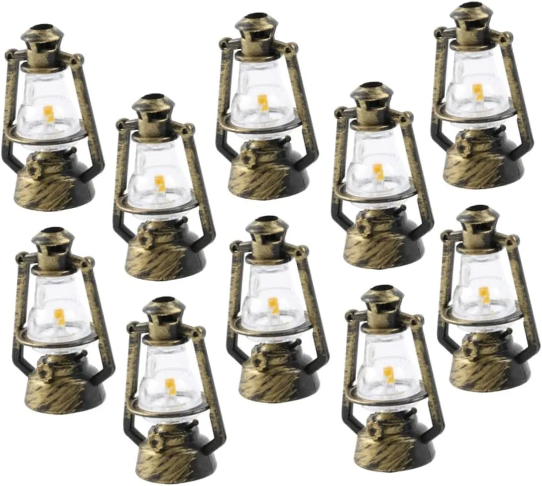 Toyvian 3sets Mini Doll House Kerosene Lamps Retro Furniture Decor Realistic Miniature Lanterns for Dollhouse Prop Lightweight Design for Easy Cleaning and Moving 10pcs*3