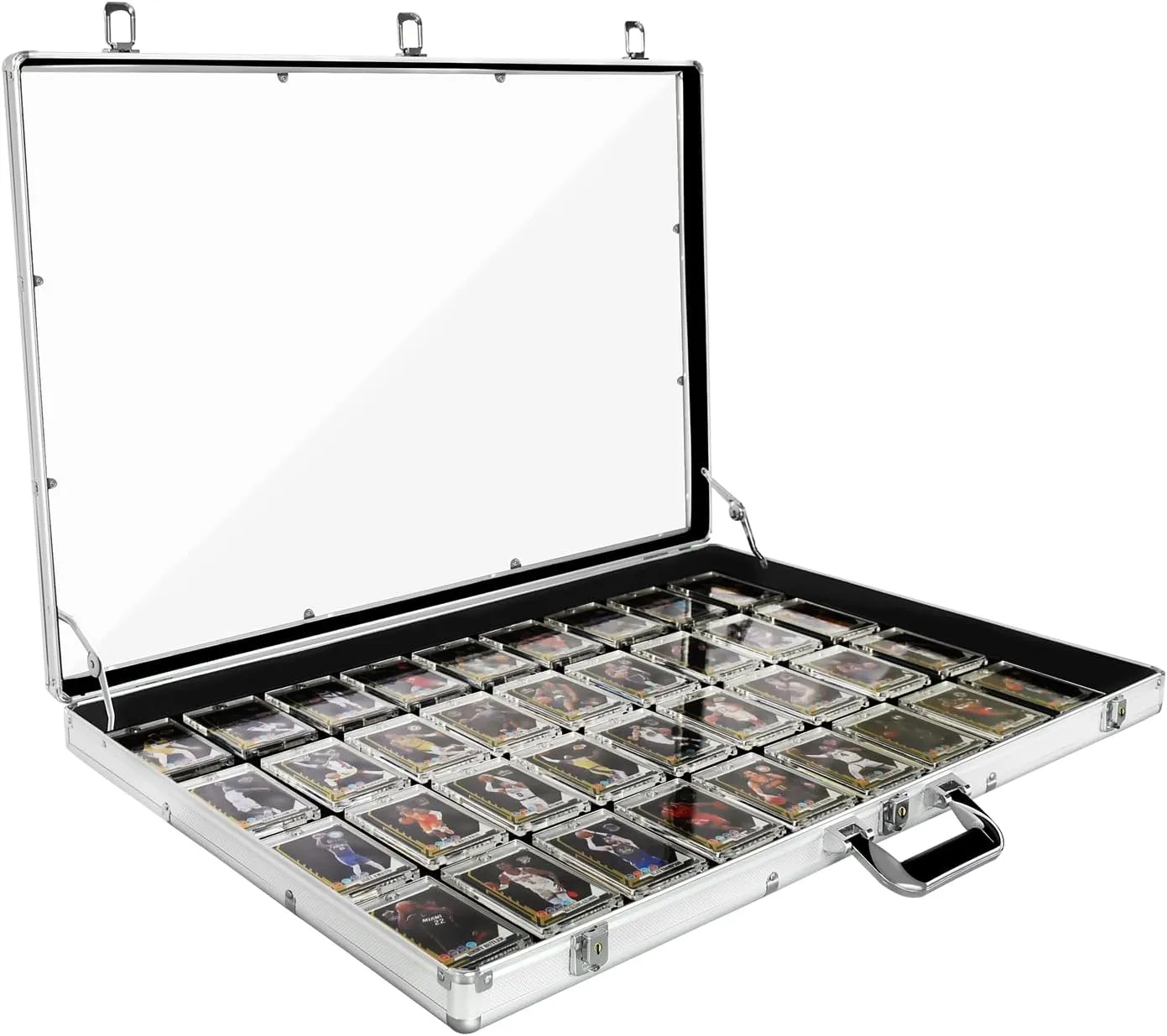 Trade Show Display Case – 34"x22" Large Aluminum Locking Tabletop Showcase for Trading Cards, Sports Cards, TCG, Jewelry – Lightweight & Portable for Exhibitions, Conventions, and Collectibles
