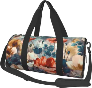 Travel Duffle Bag Lightweight Sports Gym Bag for Men Women Foldable Carry on Weekender Overnight Bag Blooming Floral Canvas Sport Duffel Bag for Yoga Business Trip