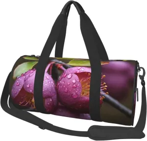 Travel Duffle Bag Lightweight Sports Gym Bag for Men Women Foldable Carry on Weekender Overnight Bag Blooming Plum Canvas Sport Duffel Bag for Yoga Business Trip