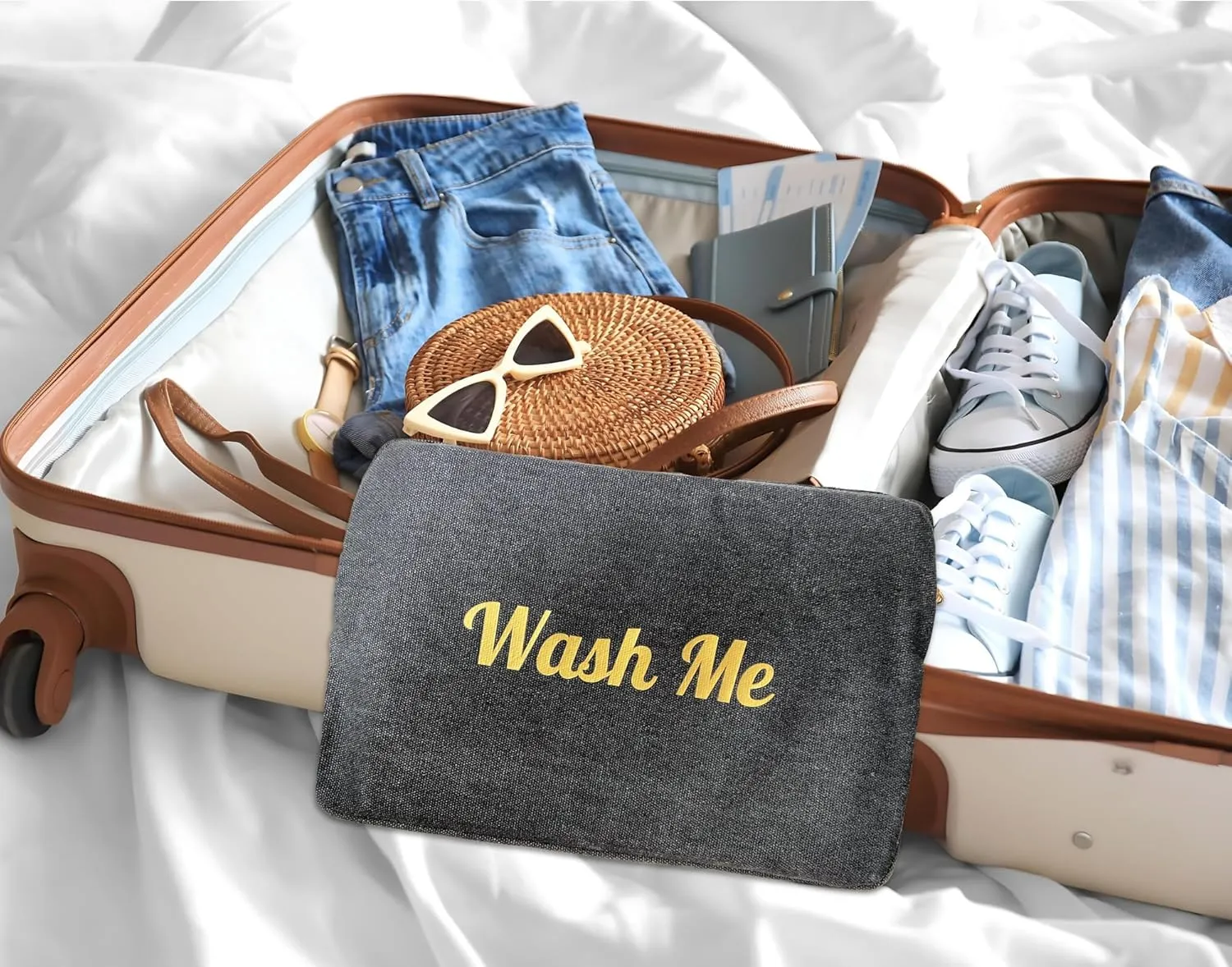 Travel Fanatics Wear Me, Wash Me Bag – 2-Sided Travel Laundry Bag with Stylish Design – Lightweight, Portable, and Durable Laundry Organizer for Clean and Dirty Clothes