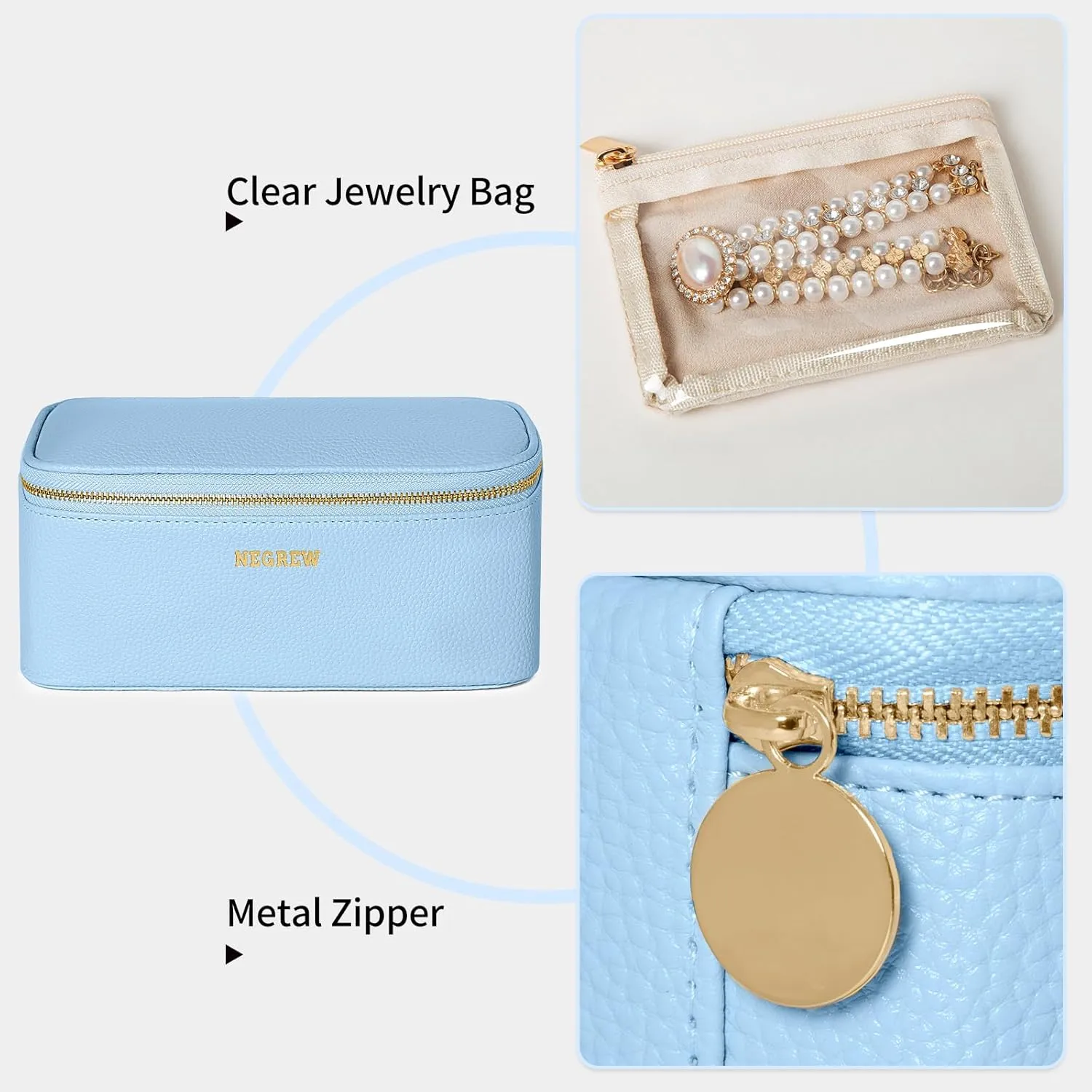 Travel Jewelry Box with 12 Pouches, Leather Jewelry Organizer Case for Women Girl for Necklace Earring Bracelet Ring, Jewelry Holder Organizer Box,Wedding Birthday Gift Idea