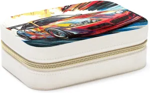 Travel Jewelry Case for Women Girls, Jewelry Organizer Portable Jewelry Storage Display Holder for Necklace Stud Earrings Ring - Racer Speedway Race Car