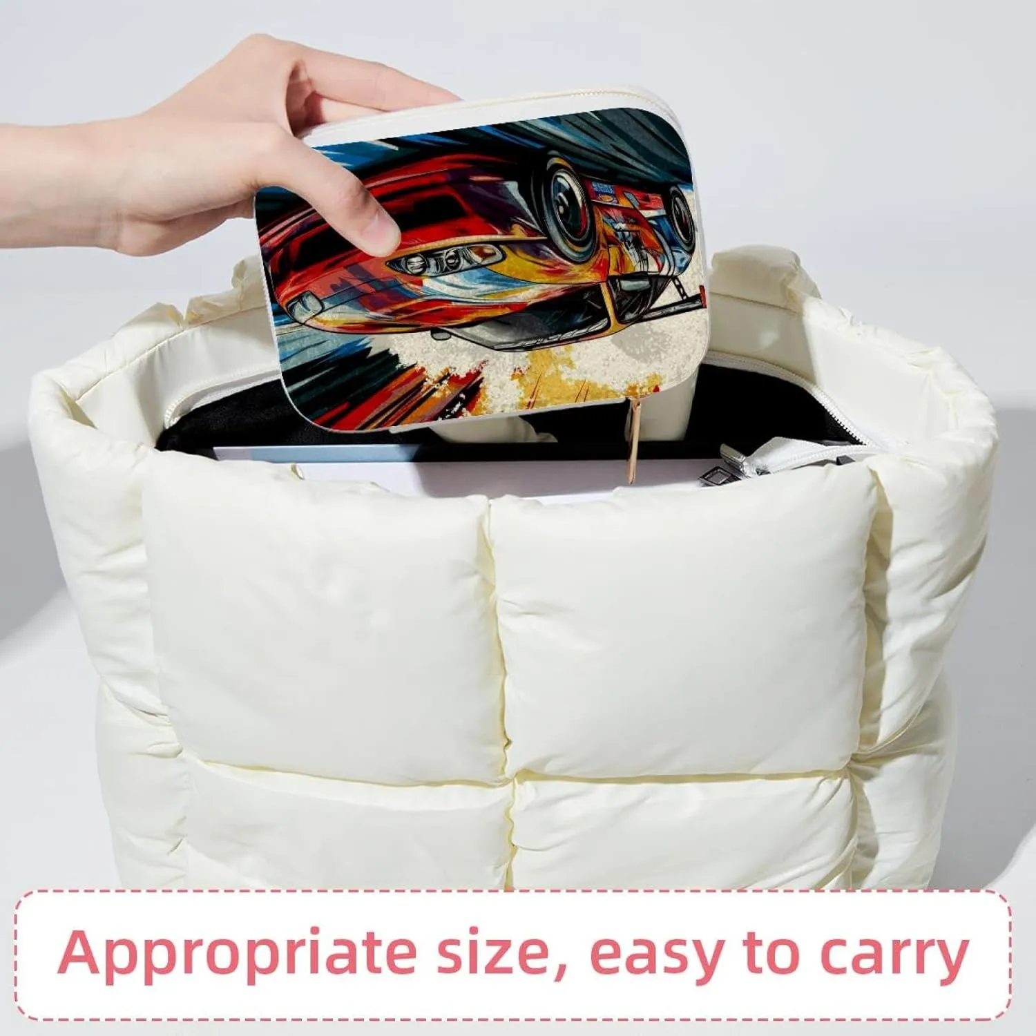 Travel Jewelry Case for Women Girls, Jewelry Organizer Portable Jewelry Storage Display Holder for Necklace Stud Earrings Ring - Racer Speedway Race Car