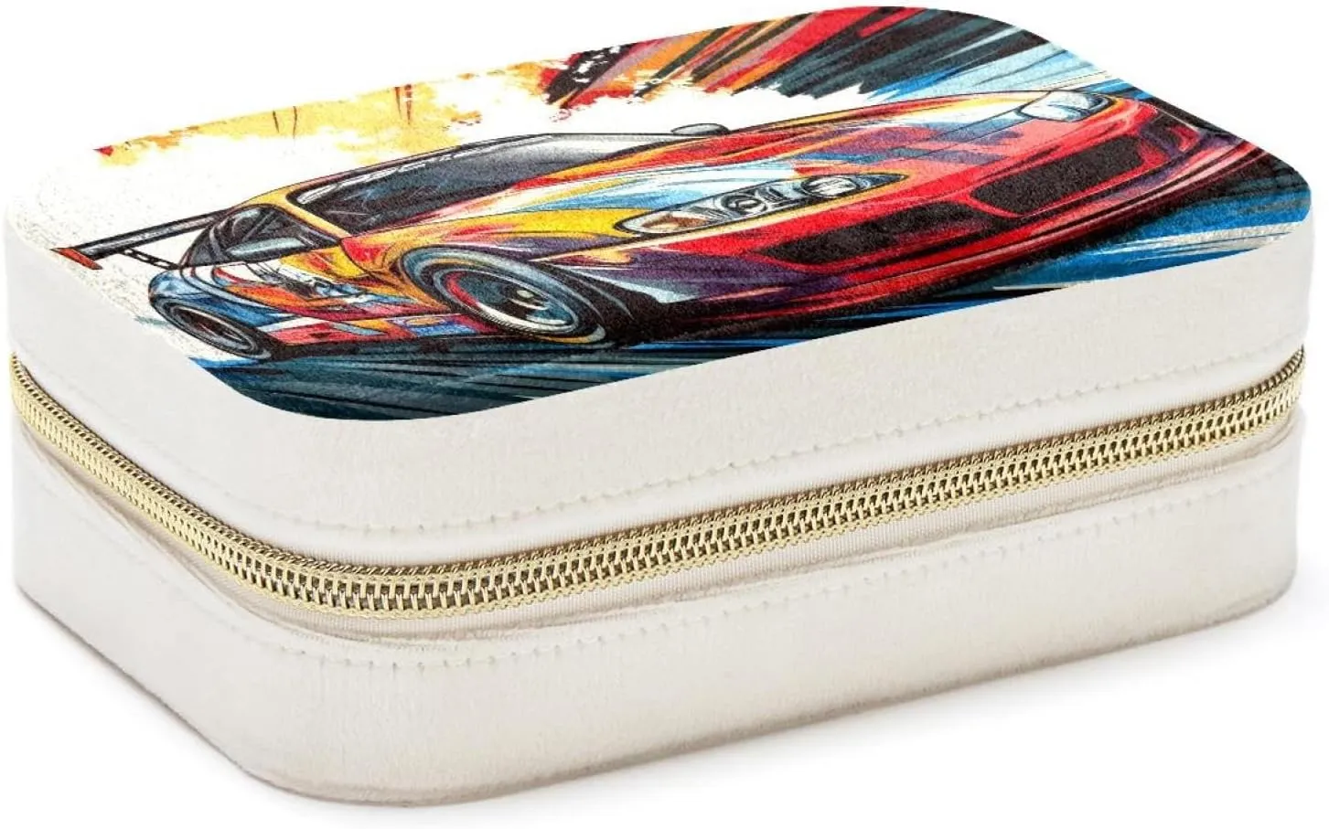 Travel Jewelry Case for Women Girls, Jewelry Organizer Portable Jewelry Storage Display Holder for Necklace Stud Earrings Ring - Racer Speedway Race Car