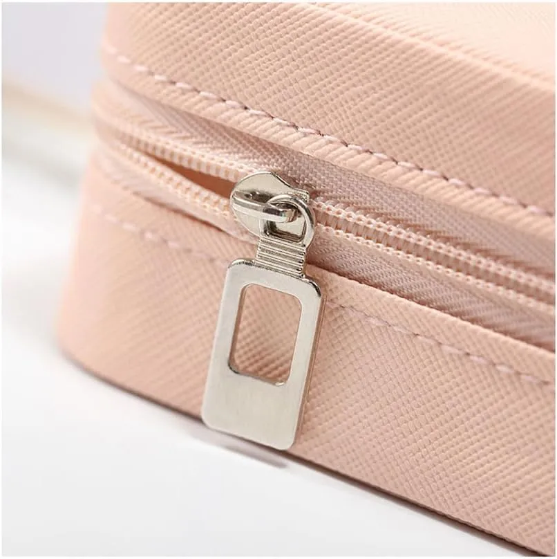 Travel Jewelry Case, Jewelry Organizer Box, Jewelry Organizer Travel Small Ring Organizer Necklace Organizer Earring Organizer Box - Pink 4 Packs