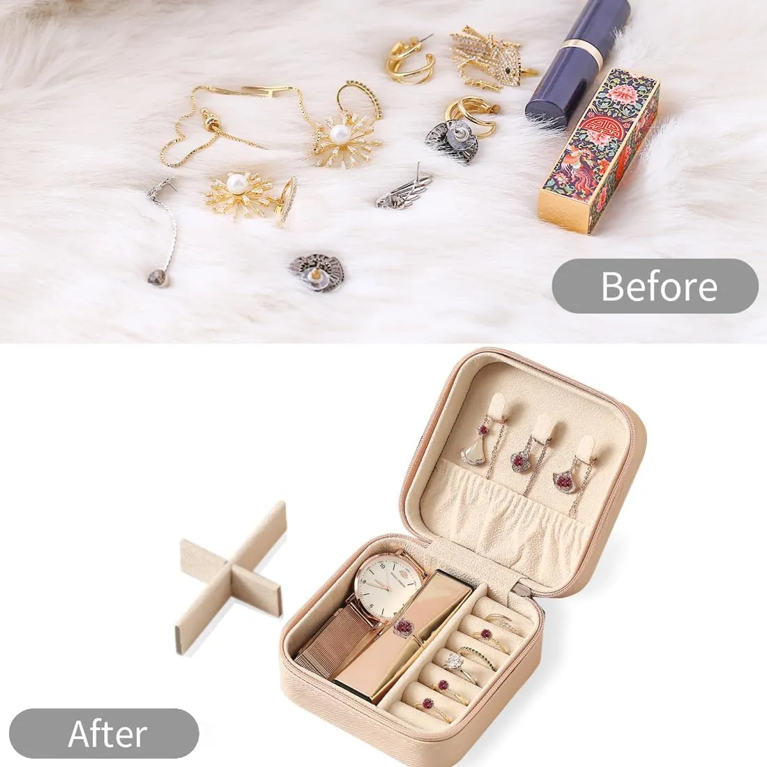 Travel Jewelry Case, Jewelry Organizer Box, Jewelry Organizer Travel Small Ring Organizer Necklace Organizer Earring Organizer Box - Pink 4 Packs