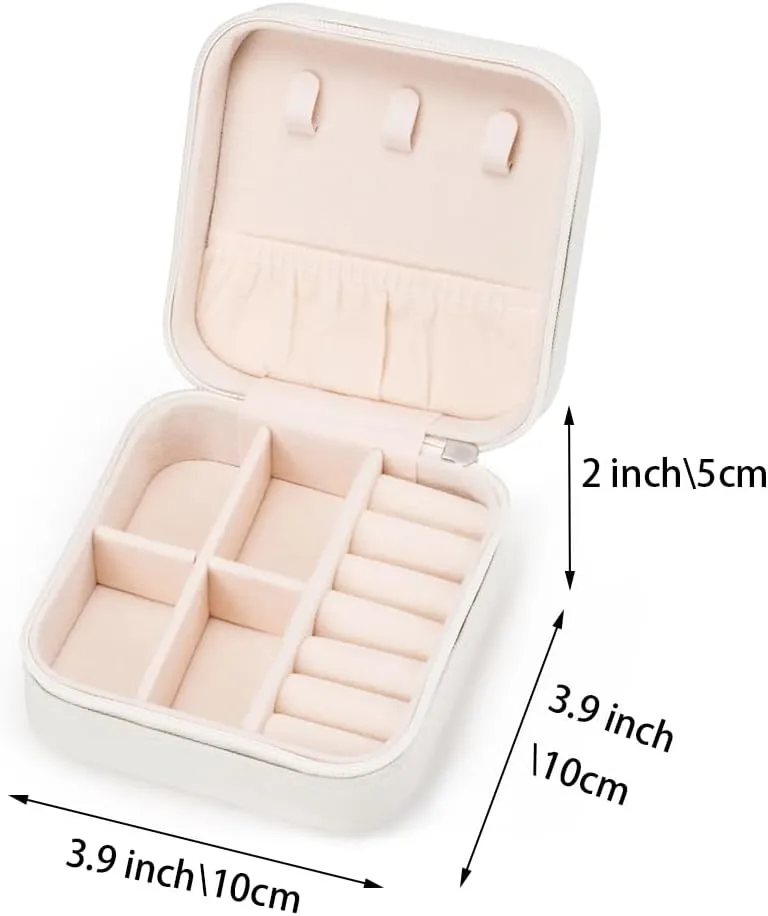 Travel Jewelry Case, Jewelry Organizer Box, Small Jewelry Organizer Jewelry Travel Organizer for Rings, Necklace, Earrings - White/4 Packs