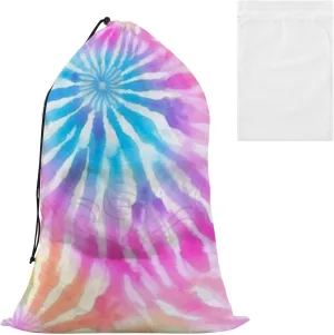 Travel Laundry Bag Tie Dye Pattern Colorful Background Large Clothes Organizer with Drawstring Closure ，Washable Dirty Clothes Organizer Fit a Laundry Hamper or Basket(24 * 35.8 inch)