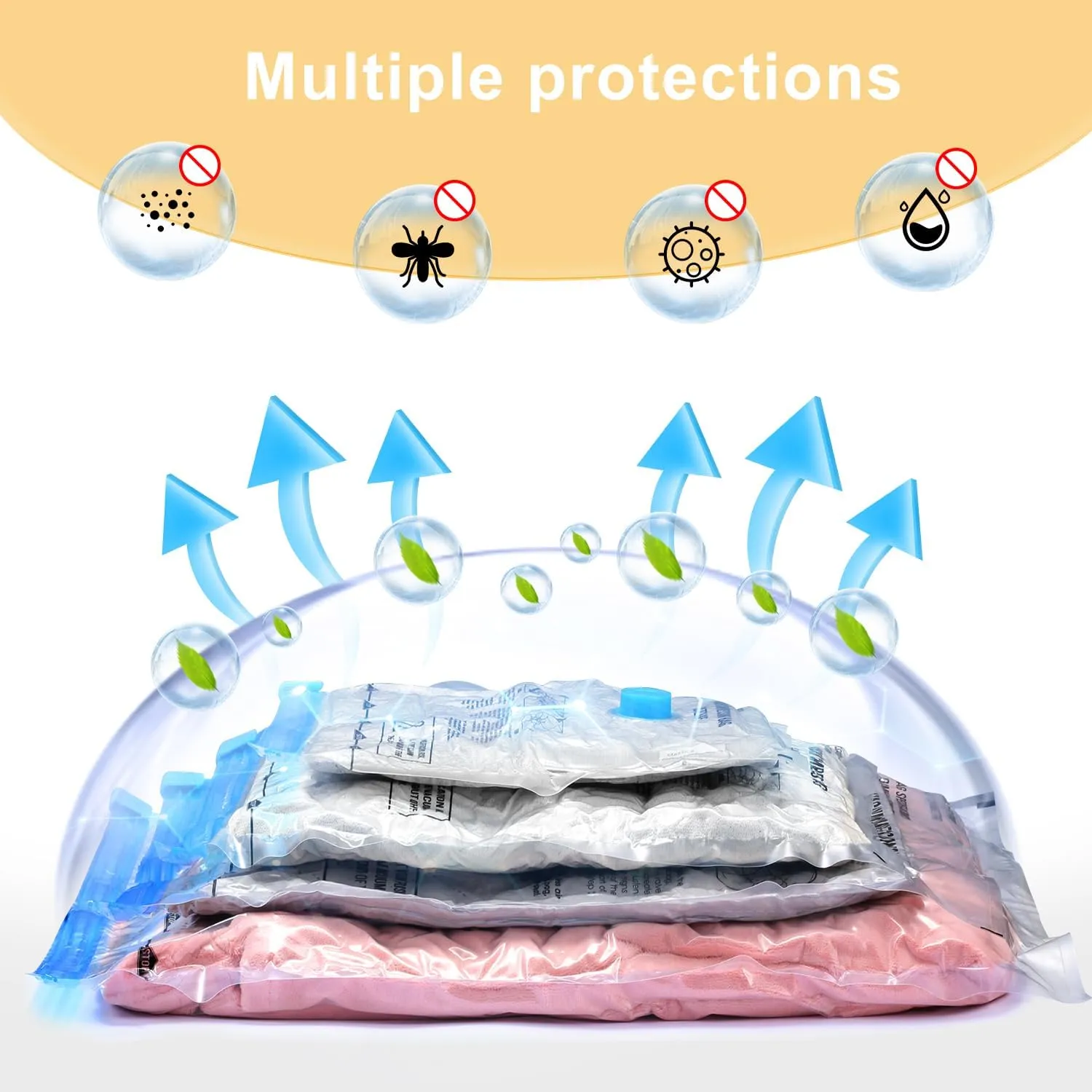 Travel Vacuum Bags Combo 6 Pack - Space Saver Vacuum Storage Bags for Clothing and Luggage