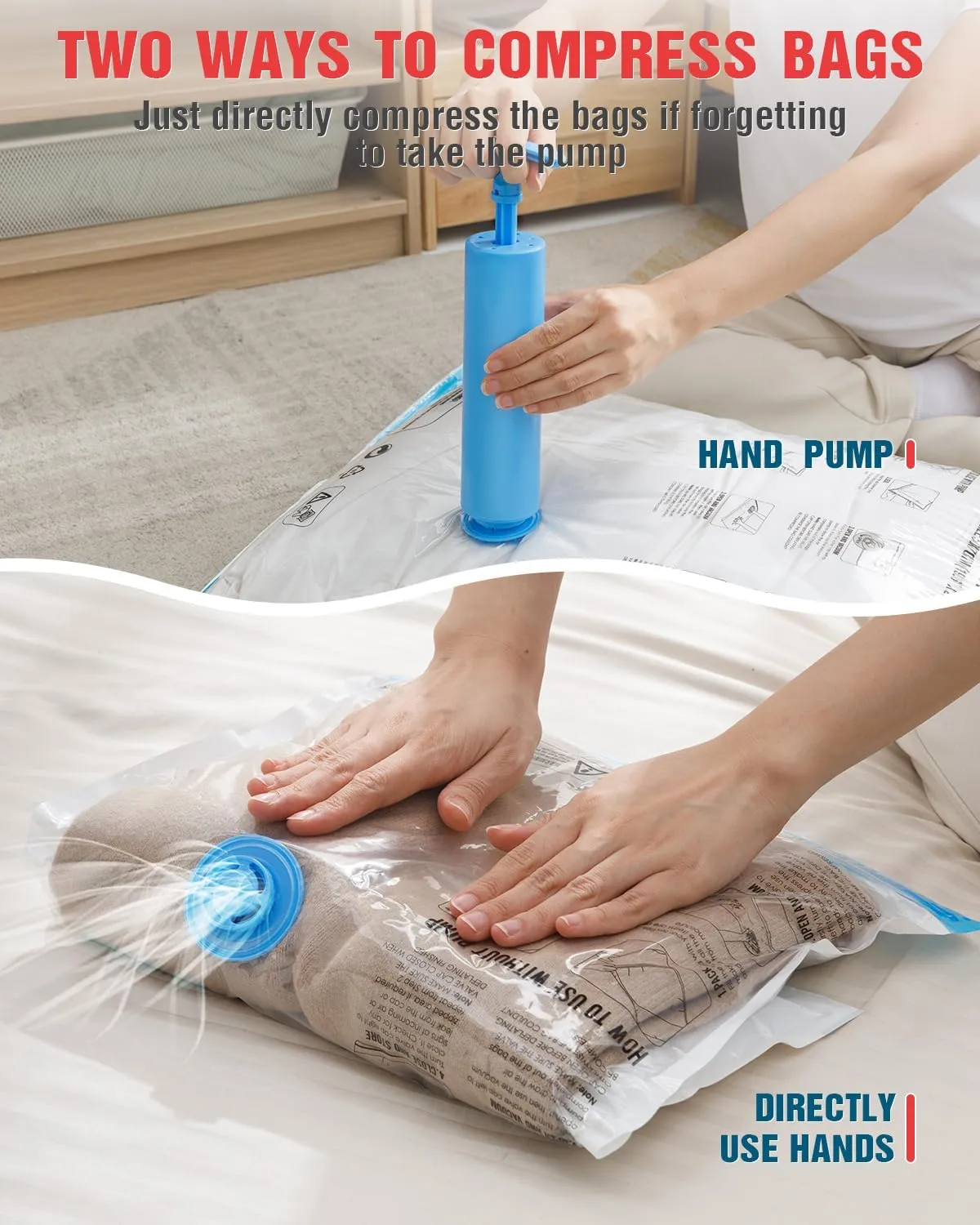 Travel Vacuum Storage Bags with Hand Pump, 16 Pack (4L 4M 4S 4XS) Vacuum Seal Bag Travel Essentials Space Saving Bags for Clothes, Luggage, Carry-on Suitcase, Backpack, Holiday Business Trip