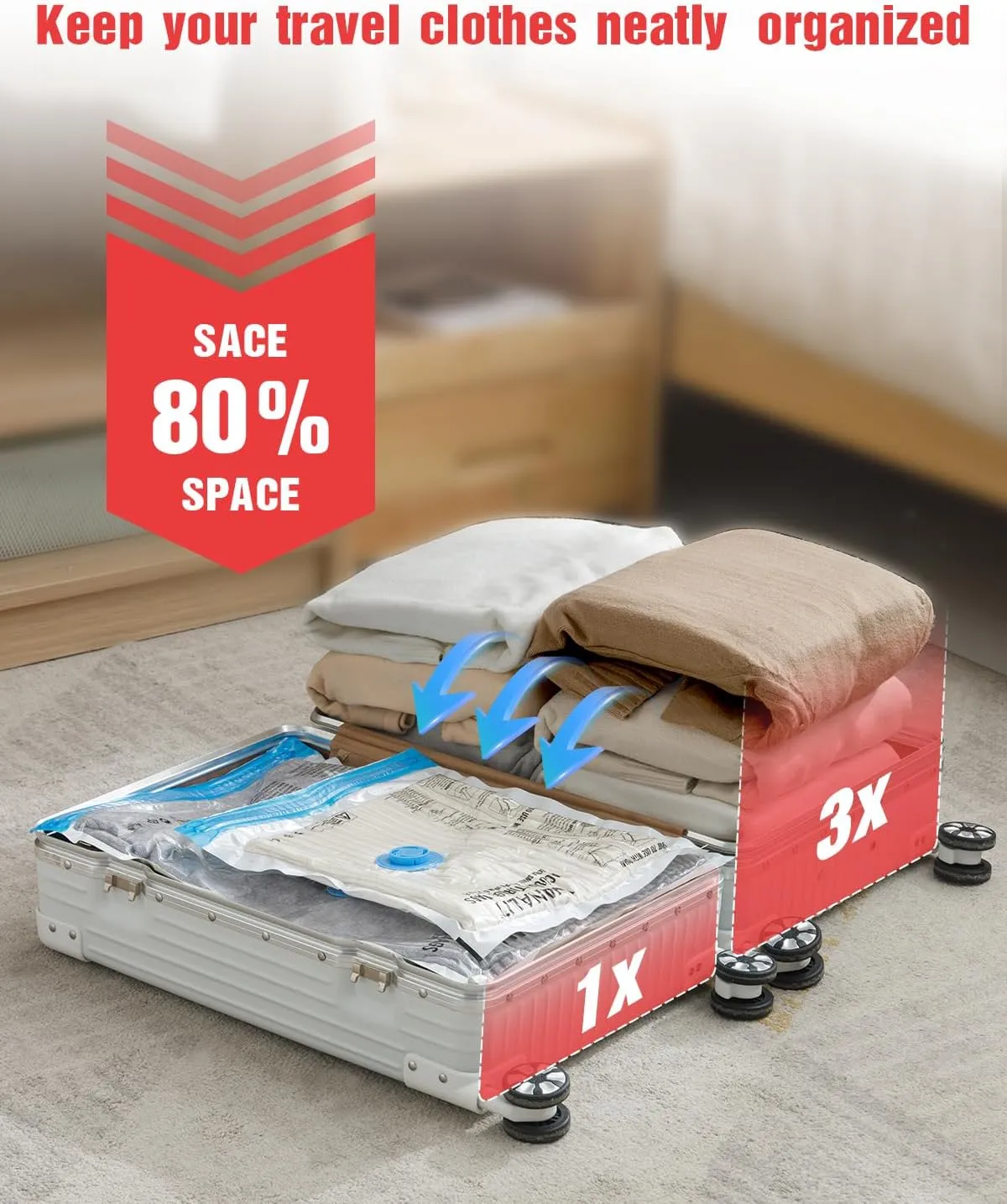 Travel Vacuum Storage Bags with Hand Pump, 16 Pack (4L 4M 4S 4XS) Vacuum Seal Bag Travel Essentials Space Saving Bags for Clothes, Luggage, Carry-on Suitcase, Backpack, Holiday Business Trip