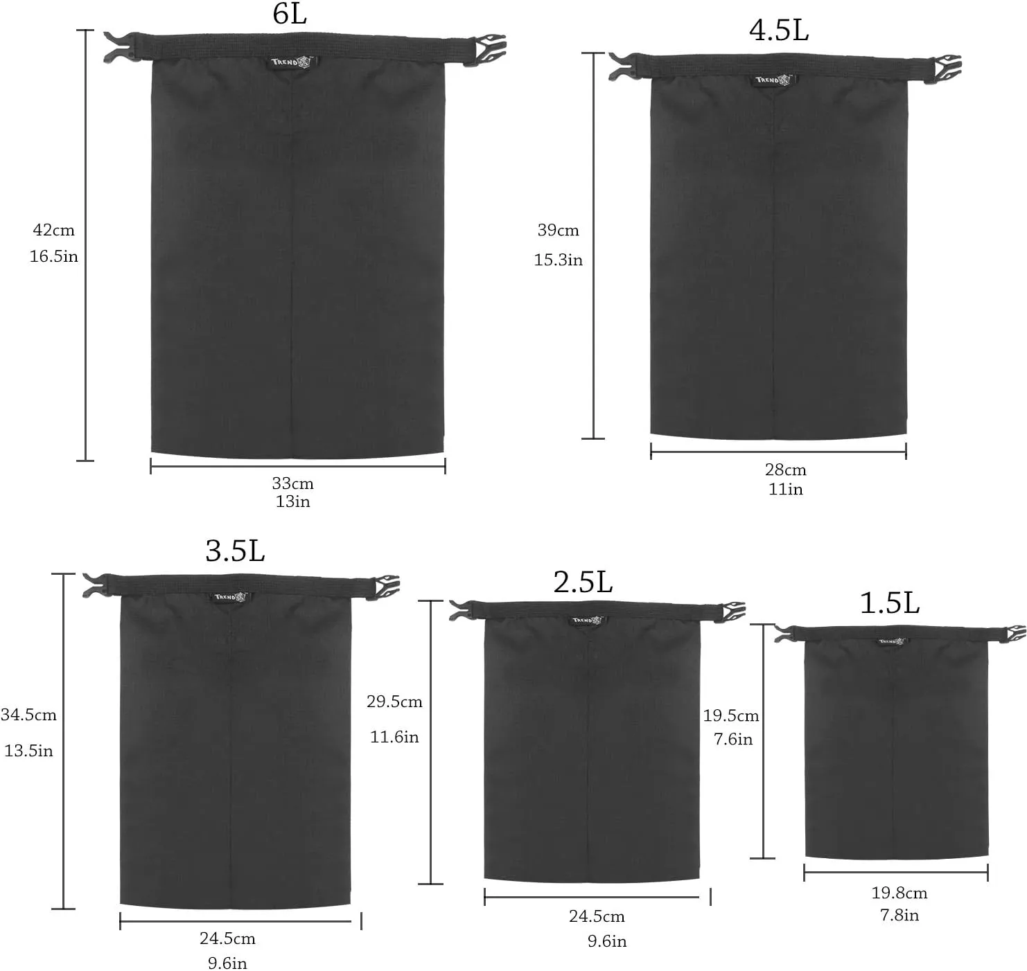 TRENDBOX Roll Top Waterproof Dry Bag Kit Storage Compression Bag Sack Poch Packing Organizers Water Resistant Camping Travel