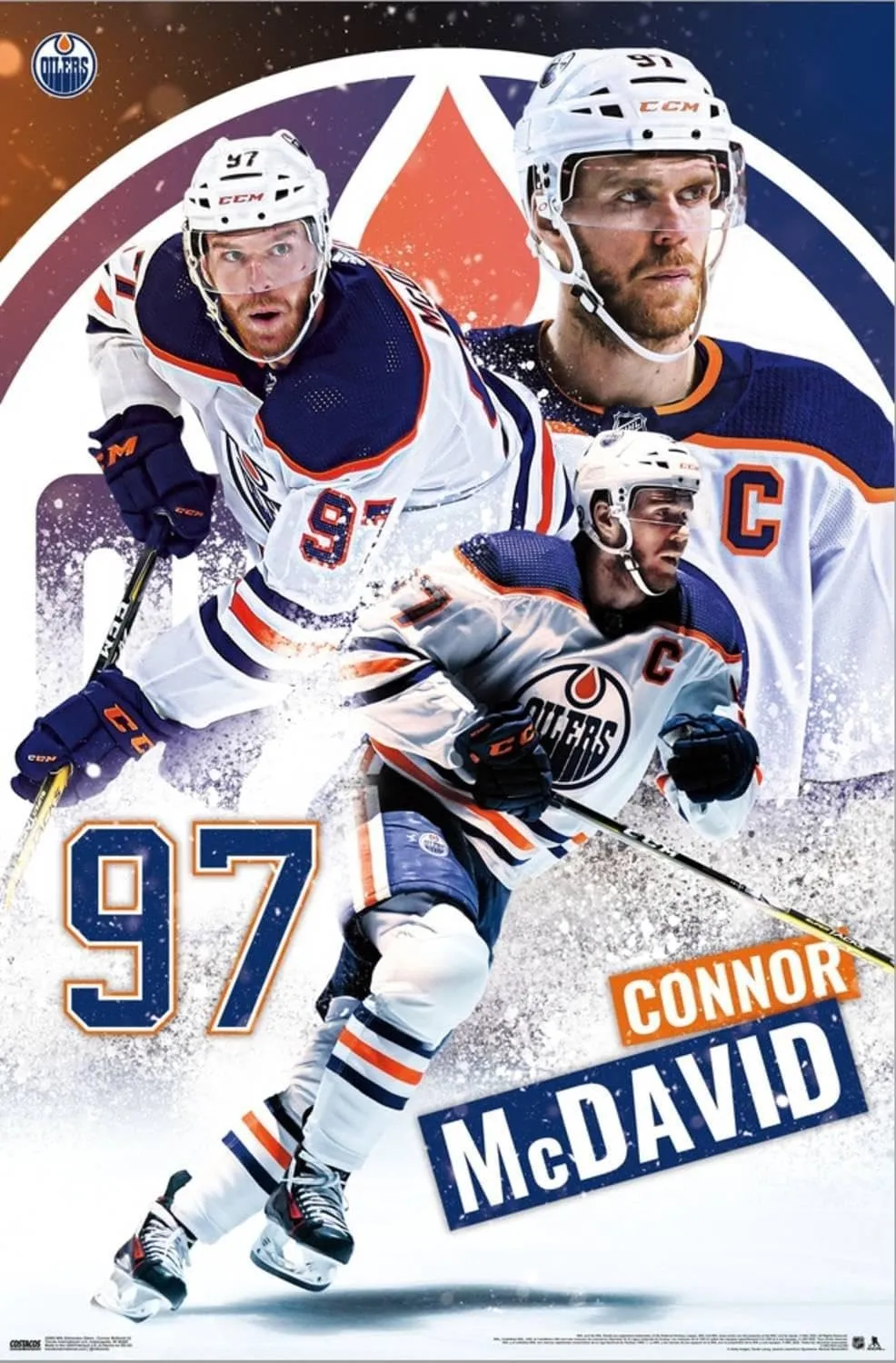 Trends International NHL Edmonton Oilers - Connor McDavid 22 Wall Poster, 14.72" x 22.37", Stretched Canvas