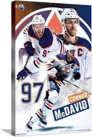 Trends International NHL Edmonton Oilers - Connor McDavid 22 Wall Poster, 14.72" x 22.37", Stretched Canvas