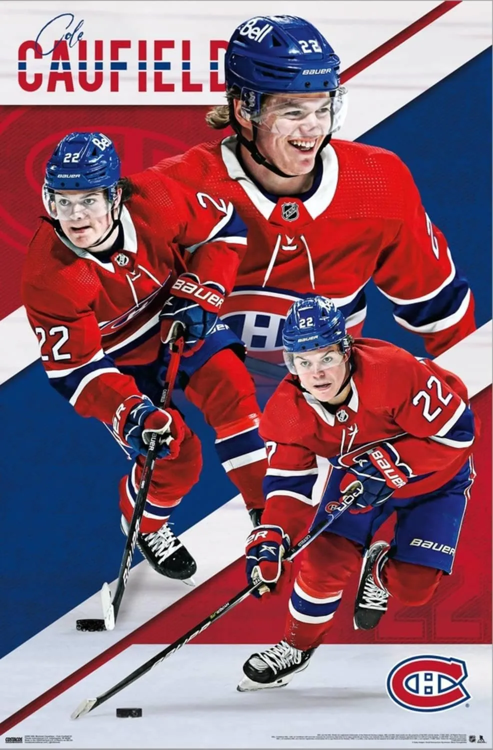 Trends International NHL Montreal Canadiens - Cole Caufield 22 Wall Poster, 22.37" x 34.00", Stretched Canvas