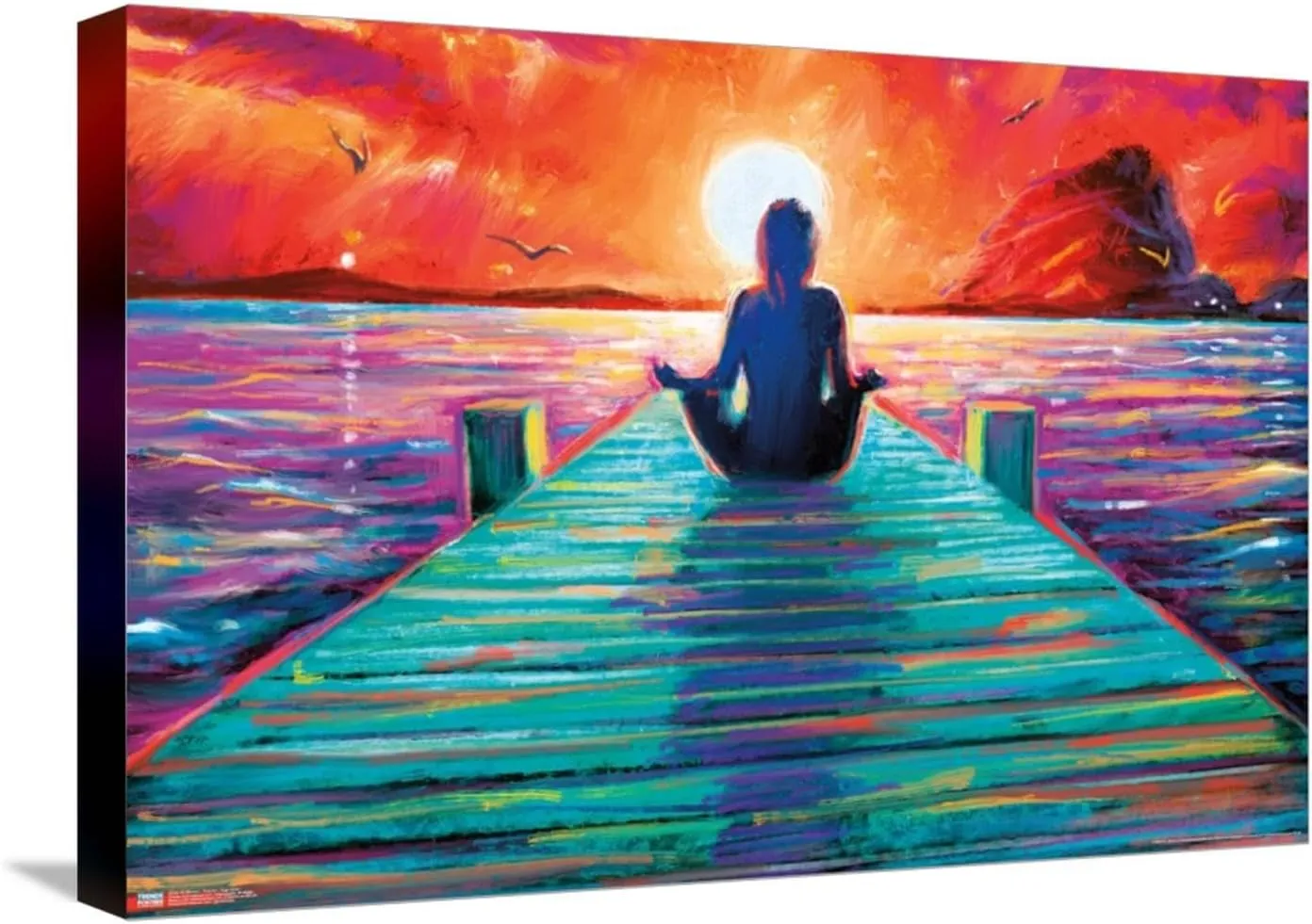 Trends International PD Moreno - Fine Art - Yoga Dock Wall Poster, 14.72" x 22.37", Stretched Canvas