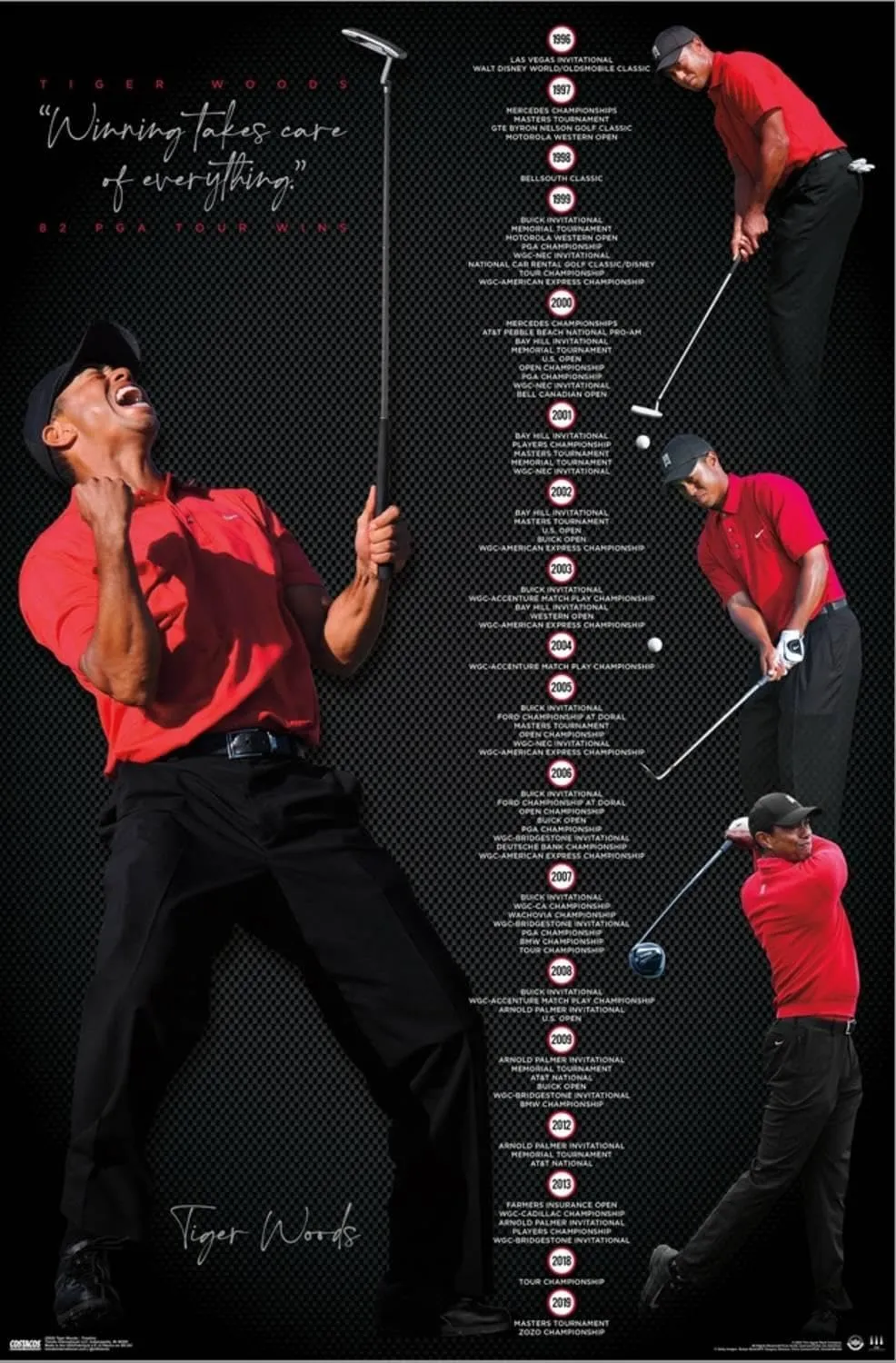 Trends International Tiger Woods - Timeline Wall Poster, 14.72" x 22.37", Stretched Canvas