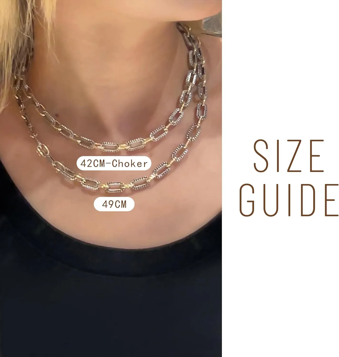 Trendy Two Tone Chain Necklace for Women, Mixed Metal Link Necklaces Designer Dupes Jewelry Gifts for Her