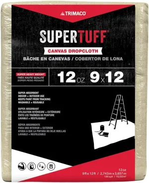 Trimaco SuperTuff 12 oz thick Premium Weight Canvas Drop Cloth, 9-feet x 12-feet