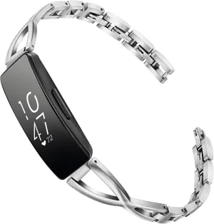 TRUMiRR Compatible Inspire/Inspire HR/Inspire 2/Inspire 3 Band Women, Solid Stainless Steel Watchband Jewelry Strap Feminine Cuff Bracelet for Fitbit Inspire 3 / Inspire 2 / Inspire HR Smart Watch