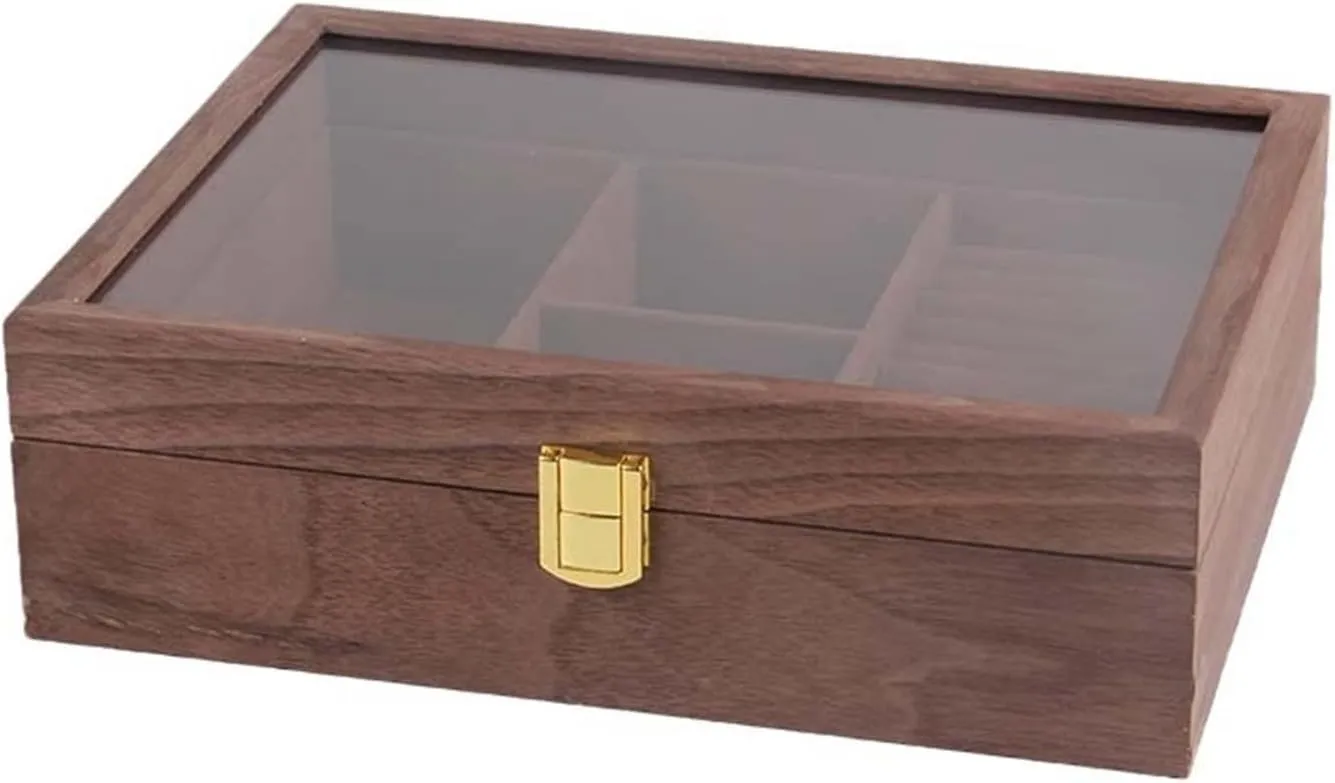 TRUSTTWO 3 1 Retro Wooden Watch Display Case Durable Packaging Holder Jewelry Collection Storage Watch Organizer Box Casket The New(Lilac)