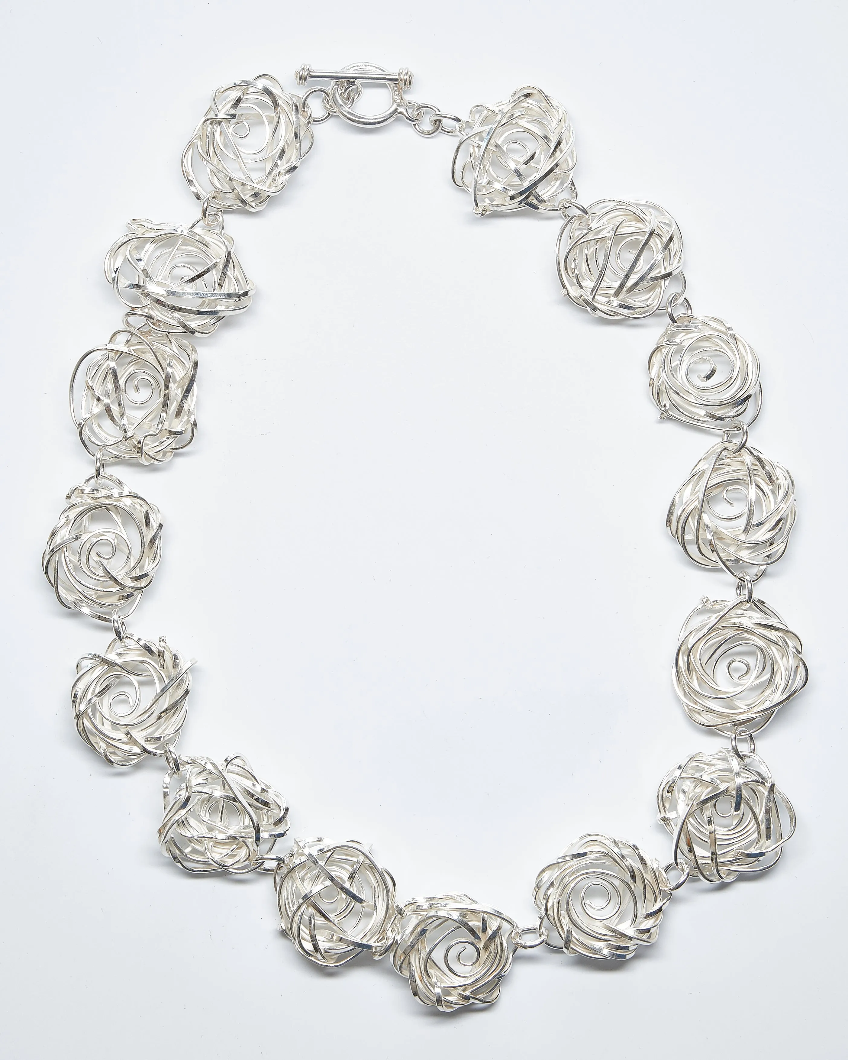 Twisted Sterling Silver Rose Set of Necklace, Bracelet and Earrings