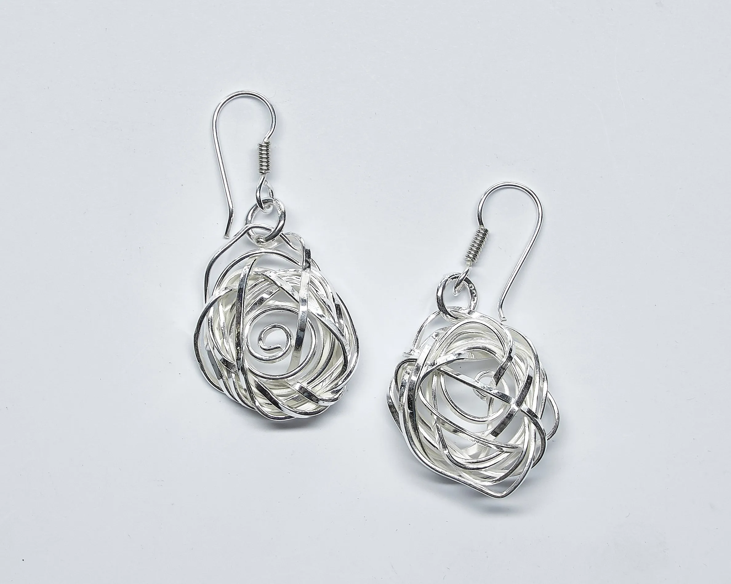 Twisted Sterling Silver Rose Set of Necklace, Bracelet and Earrings