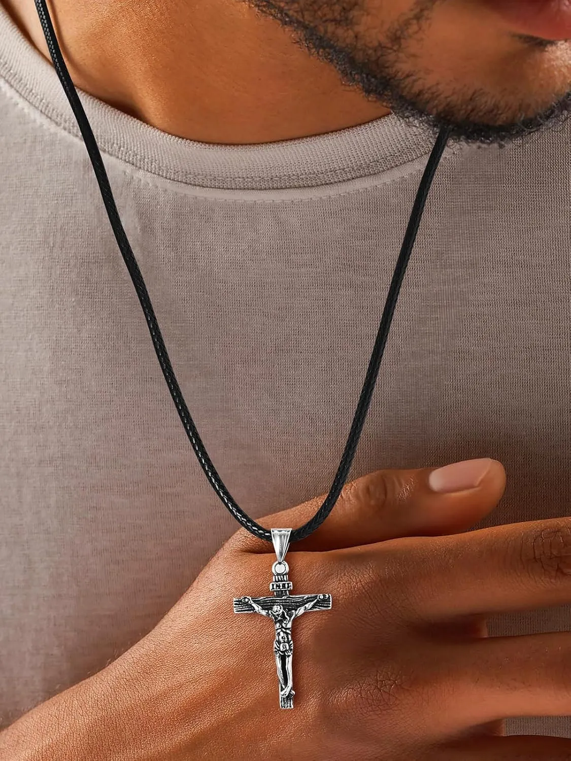 U7 2mm 3mm Black/Brown Leather Cord Necklace with Customizable Stainless Steel/Black Clasp, Men Women Woven Wax Rope Chain for Pendant,Length 16" 18" 20" 22" 24" 26" 28" 30"