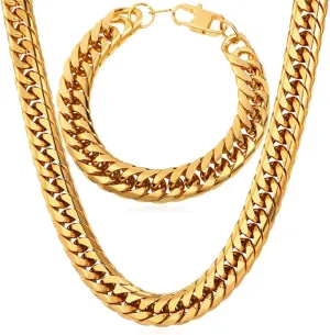 U7 Diamond Cut Miami Cuban Link Chain for Men Women Stainless Steel Curb Chain Necklace, Cool Hip Hop Jewelry Silver/Black/18K Gold Plated Chains, Width 3/6/9/12mm,18/20/22/24/26/28/30 Inch